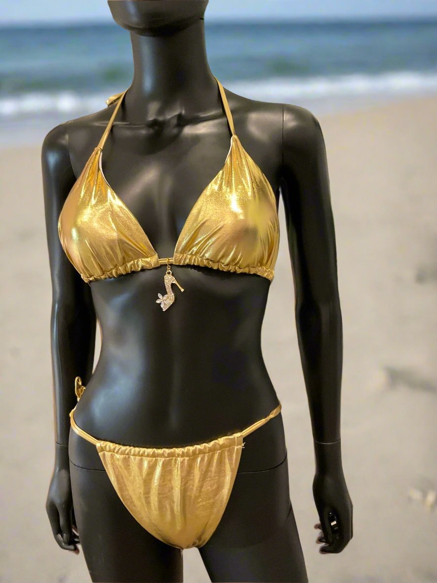 Gold Bikini with Charming Bikinis Stiletto Charm!