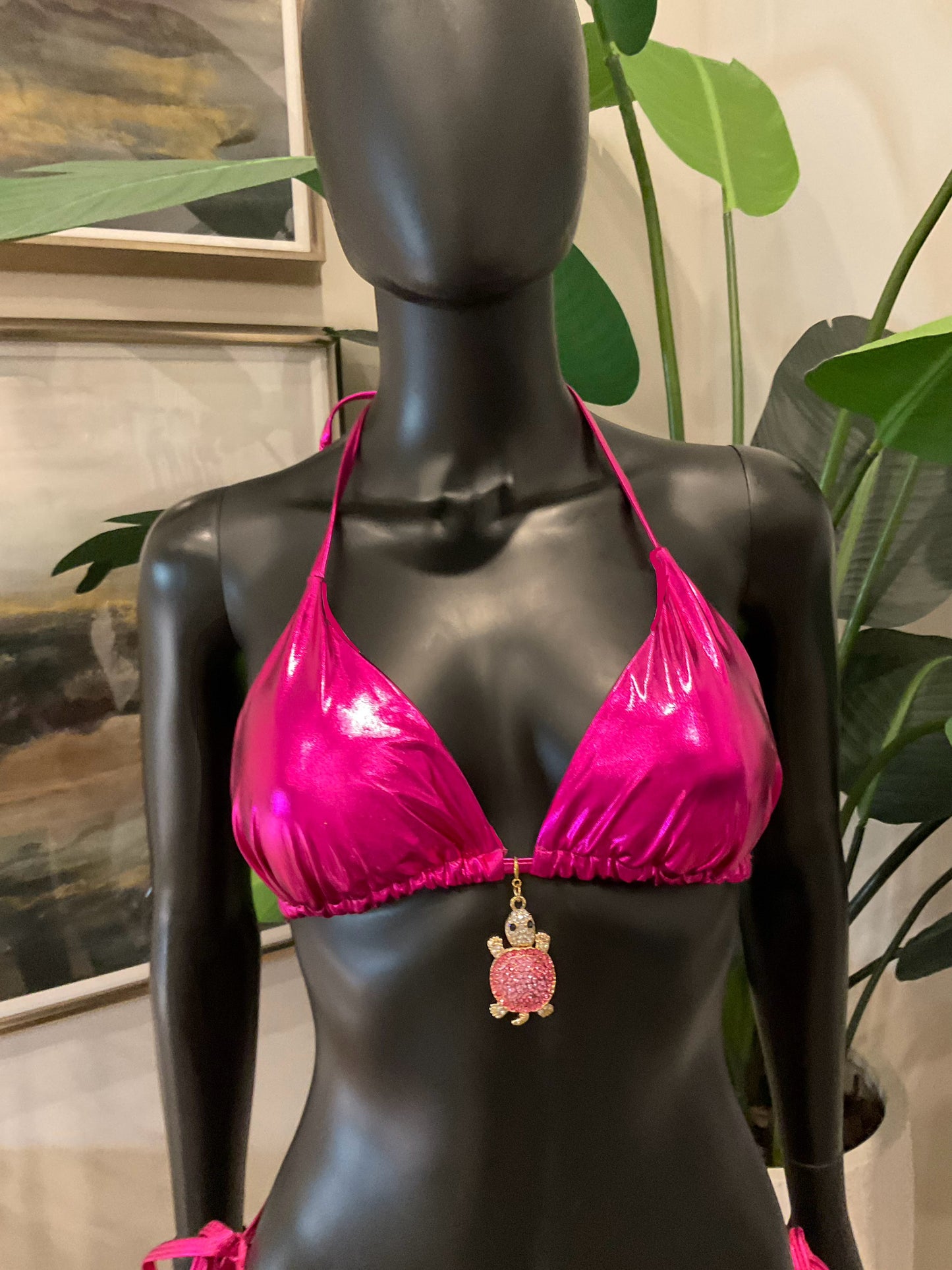 Charming Bikinis Pink Rhinestone Turtle Charm!