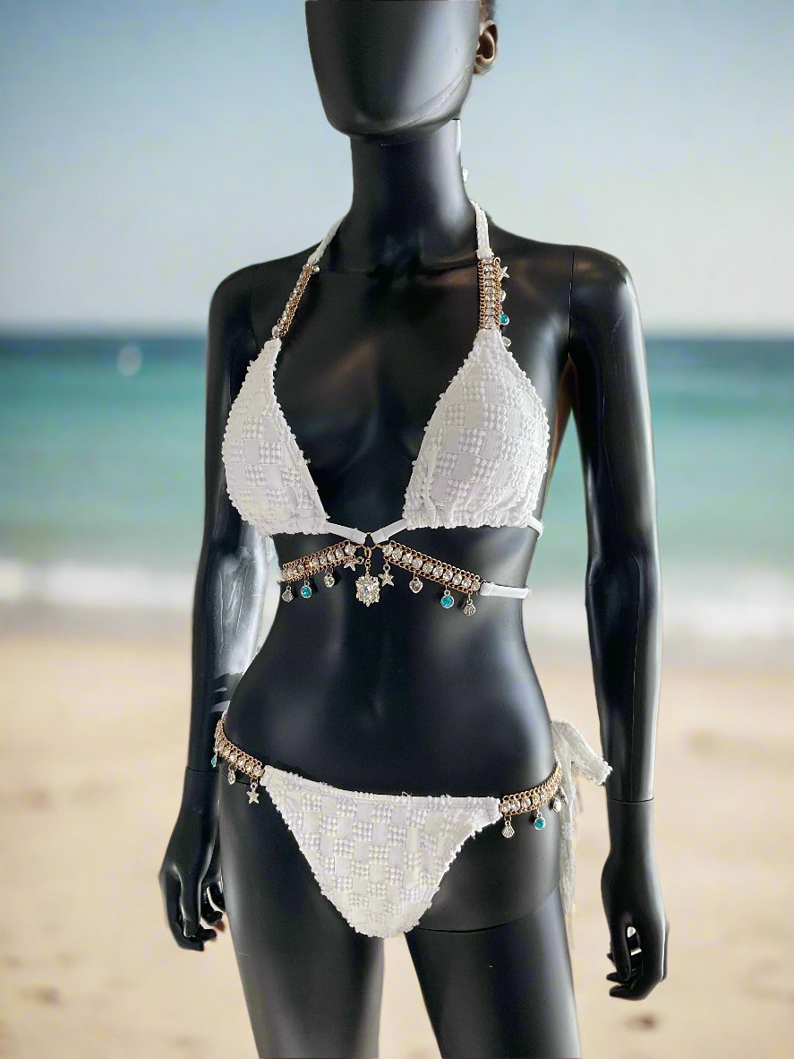 White Bikini with Charming Bikinis Charm!