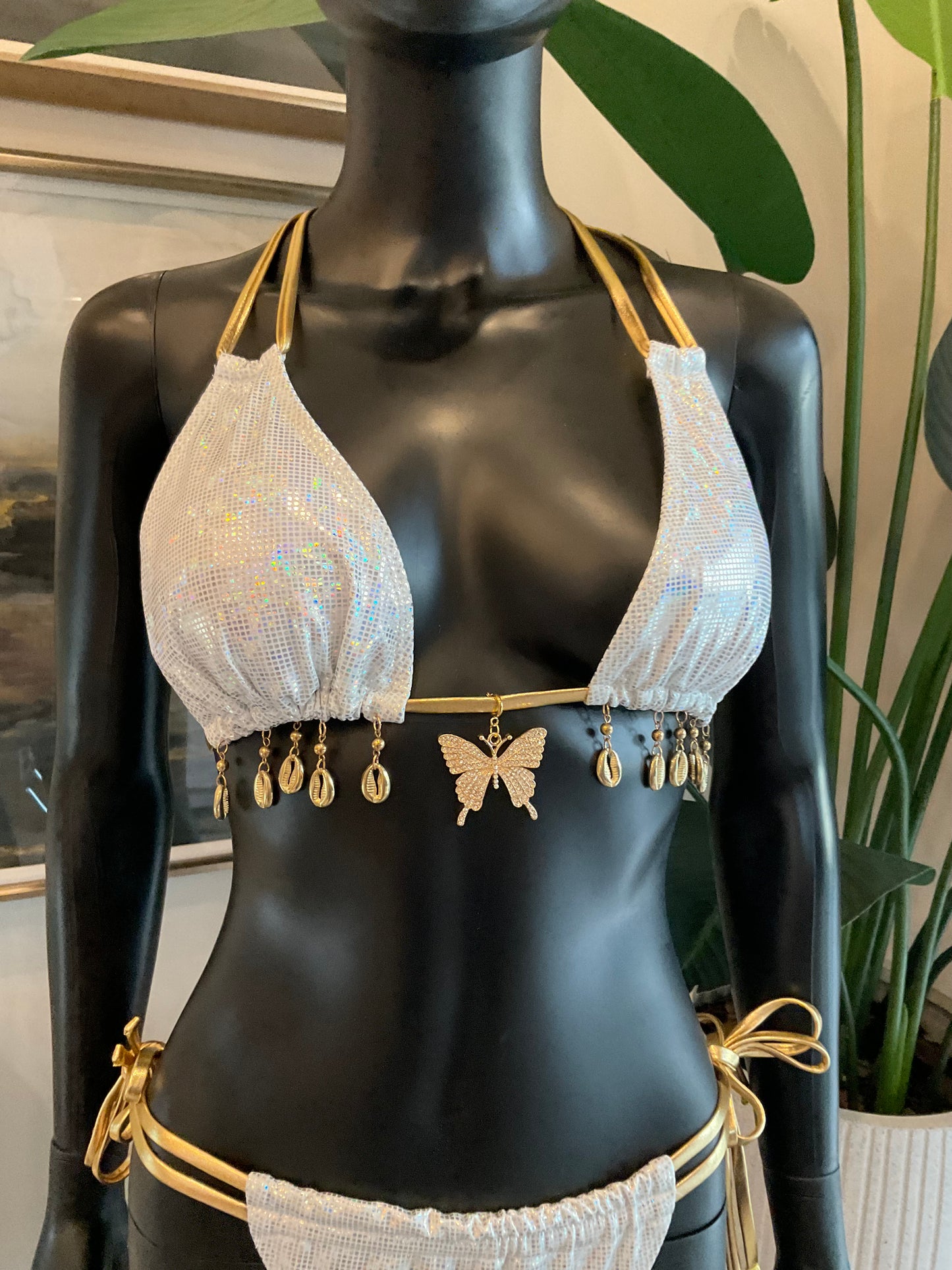 Silver/Gold Trim Bikini with Charming Bikinis Charm!