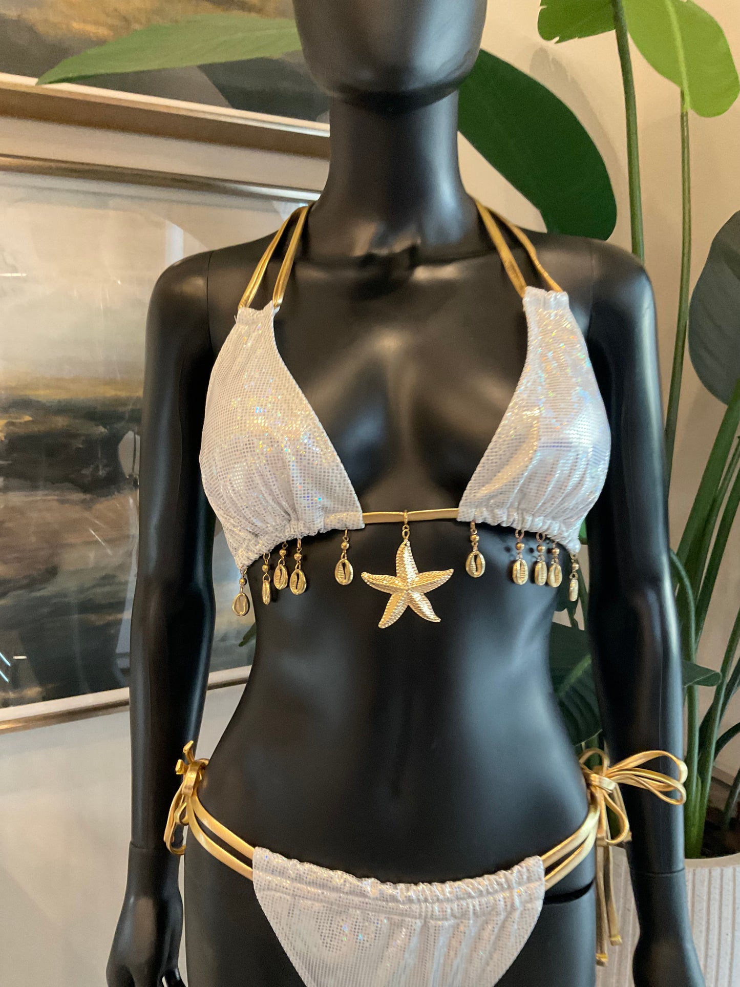 Silver/Gold Trim Bikini with Charming Bikinis Charm!