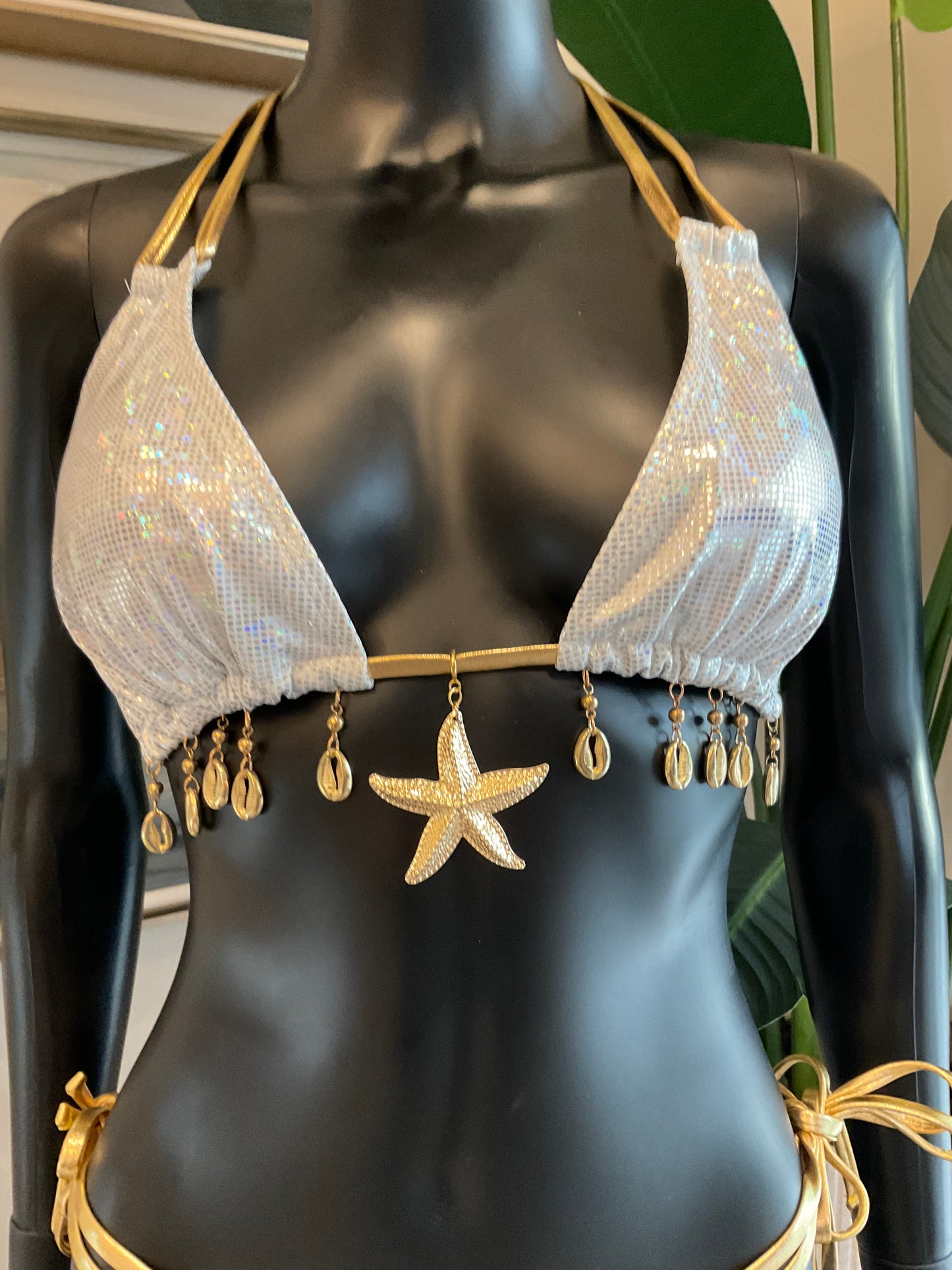 Silver/Gold Trim Bikini with Charming Bikinis Charm!