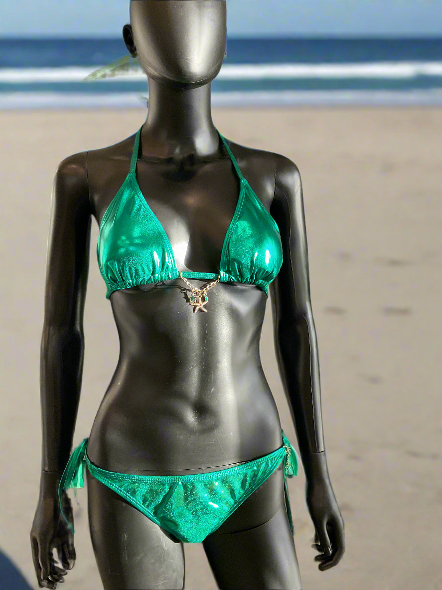 Green Bikini with Charming Bikini Charms!