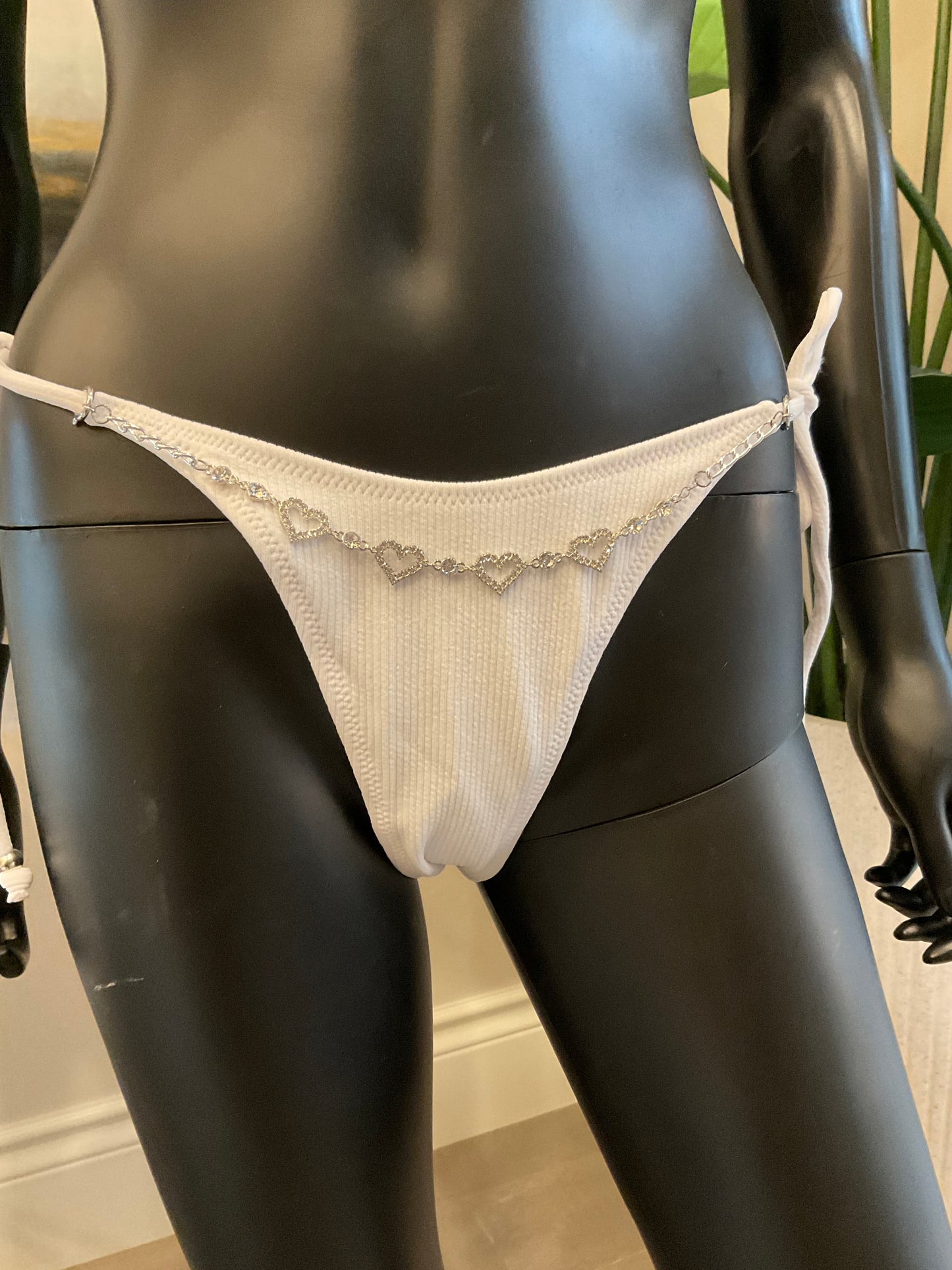 White Bikini with Charming Bikini Charm & Charm Belt!