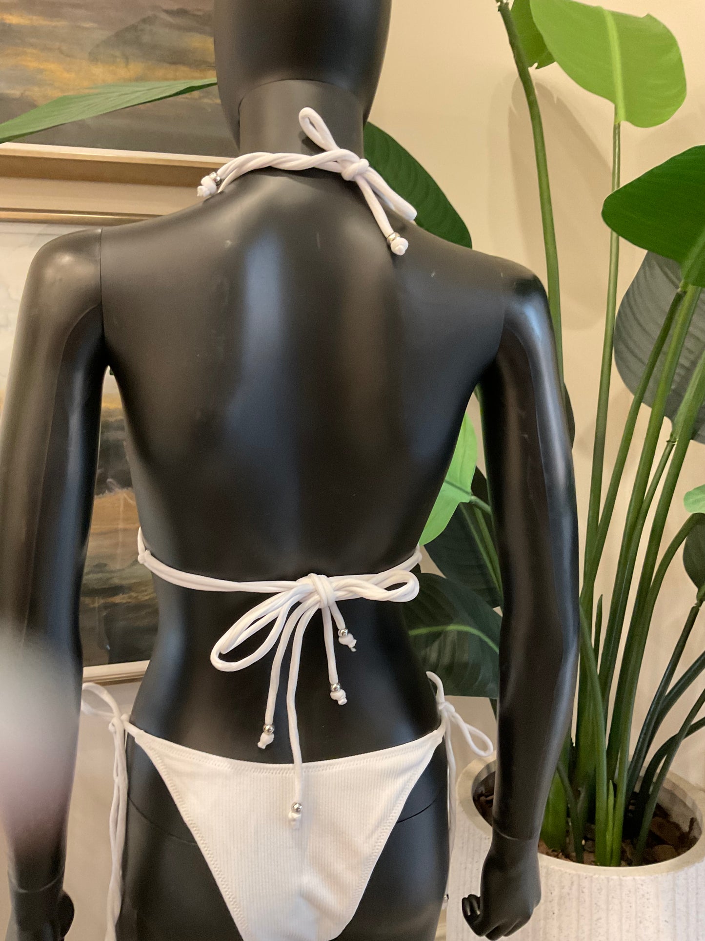 White Bikini with Charming Bikini Charm & Charm Belt!