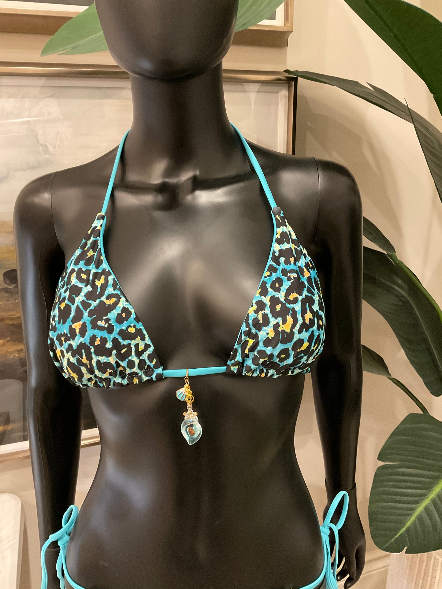 Blue Leopard Print Bikini with Charming Bikinis Charms!