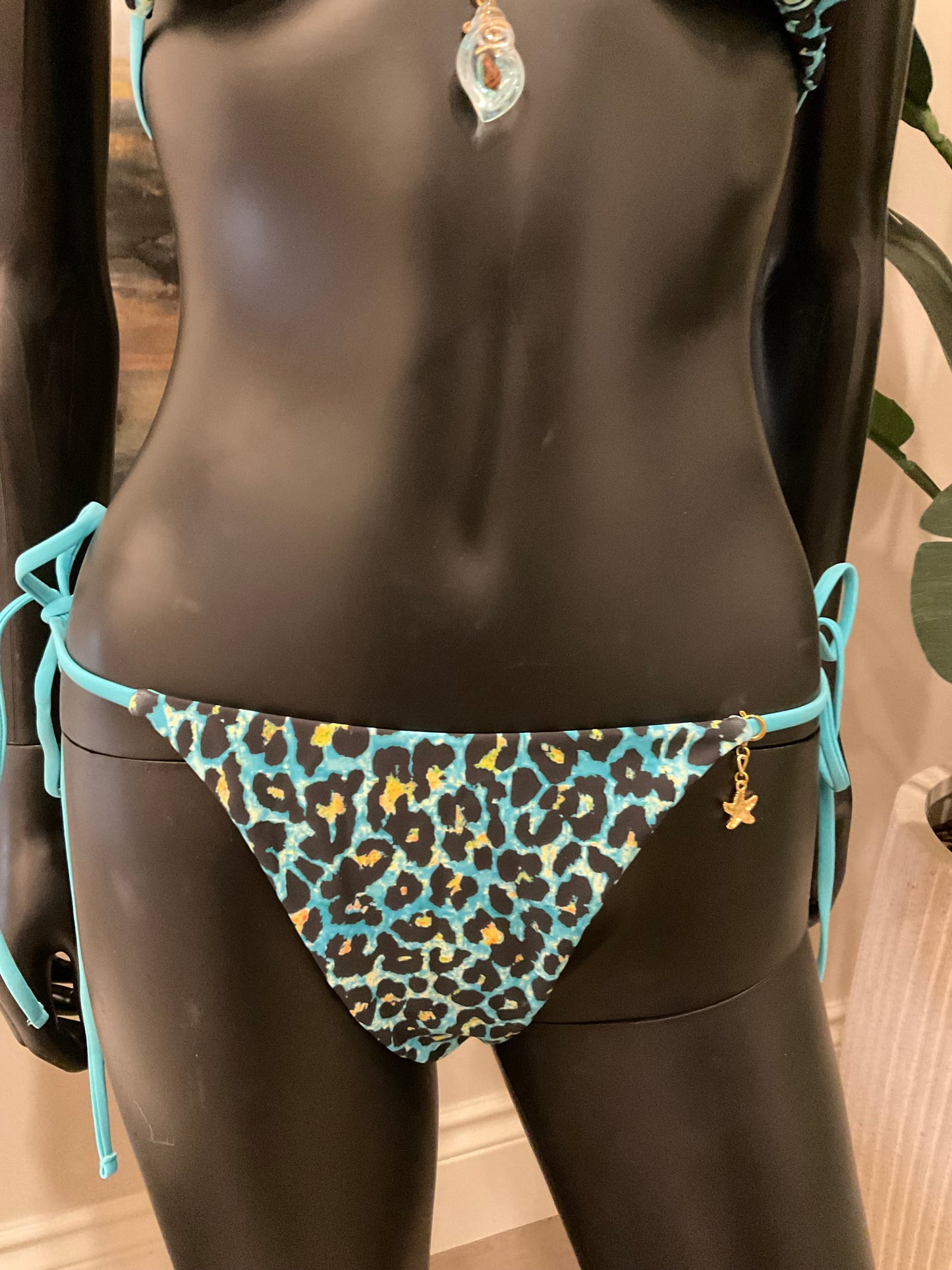 Blue Leopard Print Bikini with Charming Bikinis Charms!