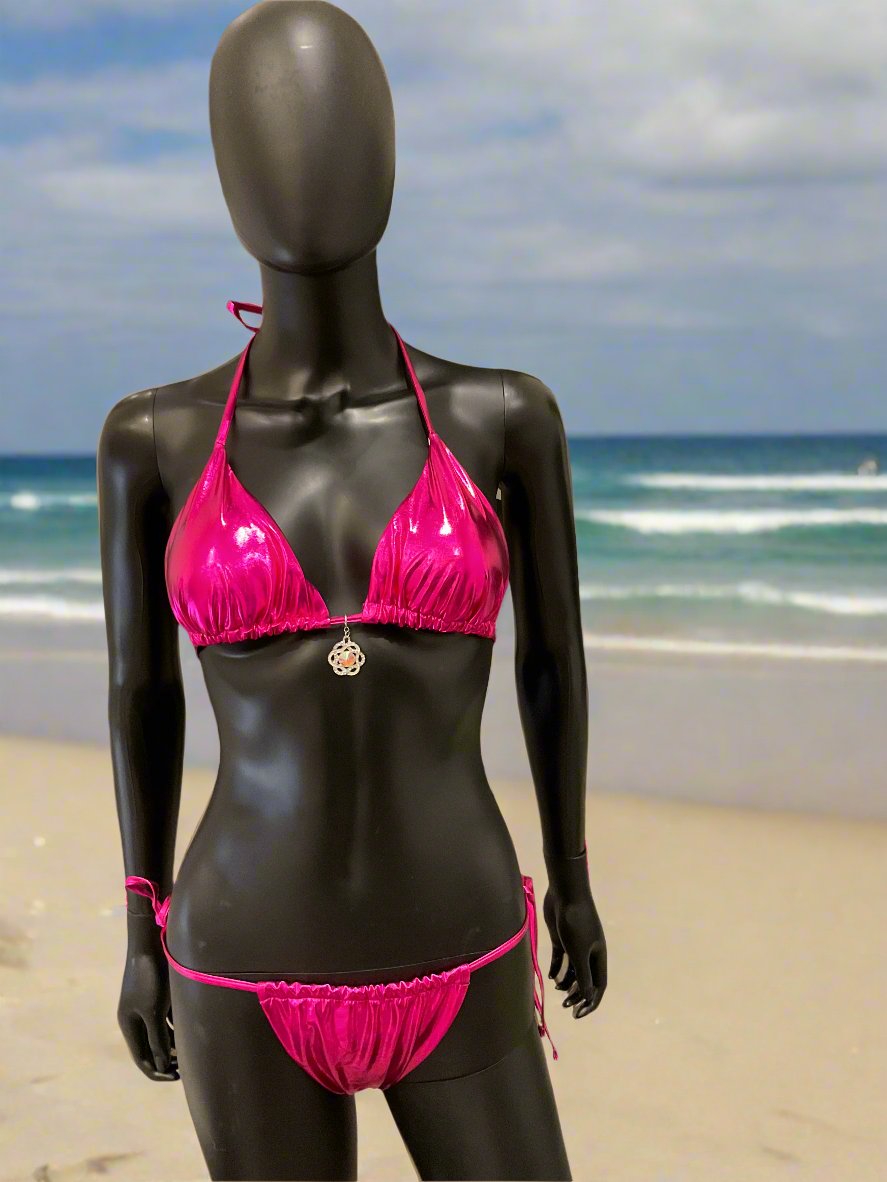 Metallic Pink Bikini with Charming Bikinis Charm!