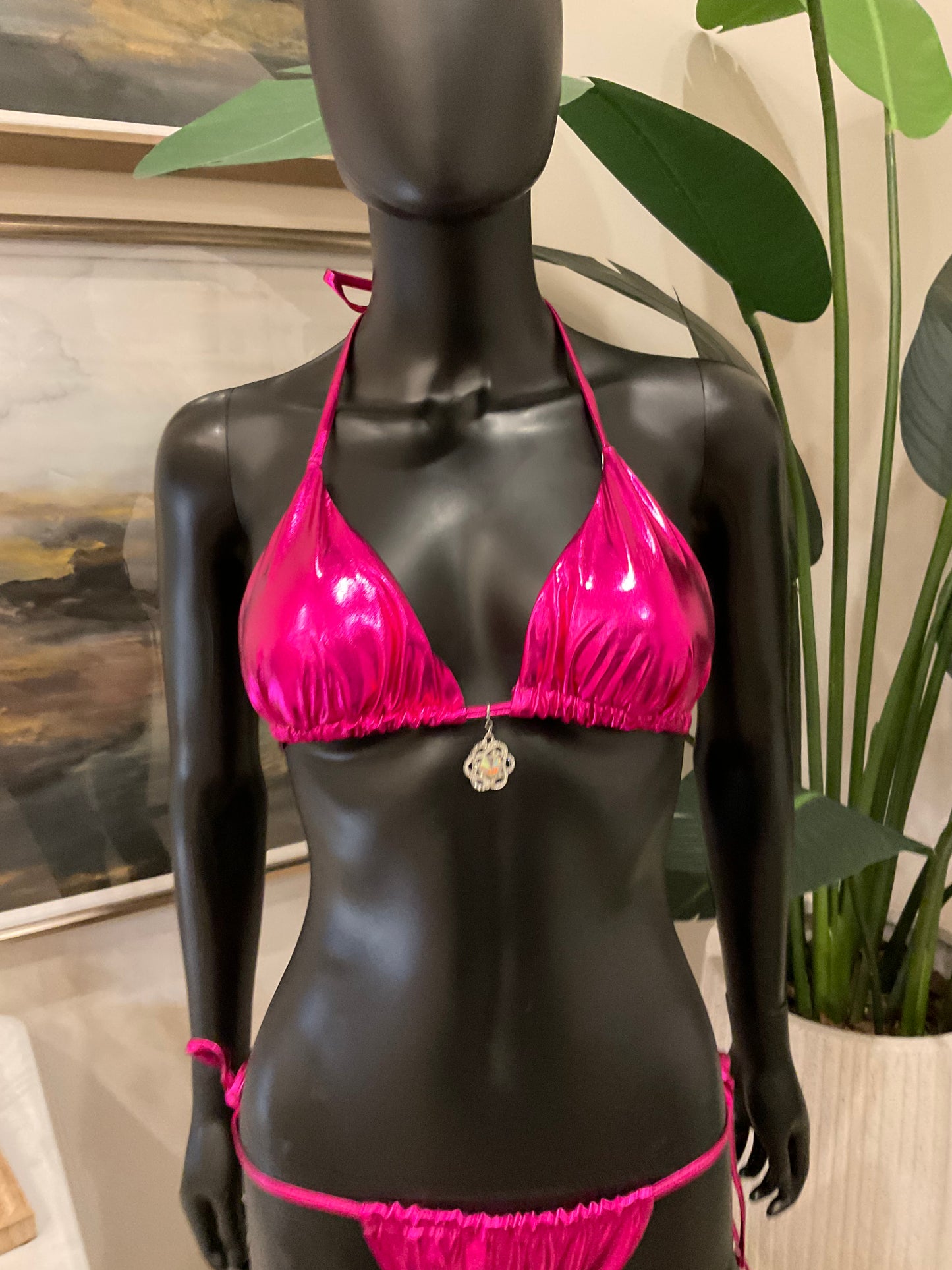 Metallic Pink Bikini with Charming Bikinis Charm!
