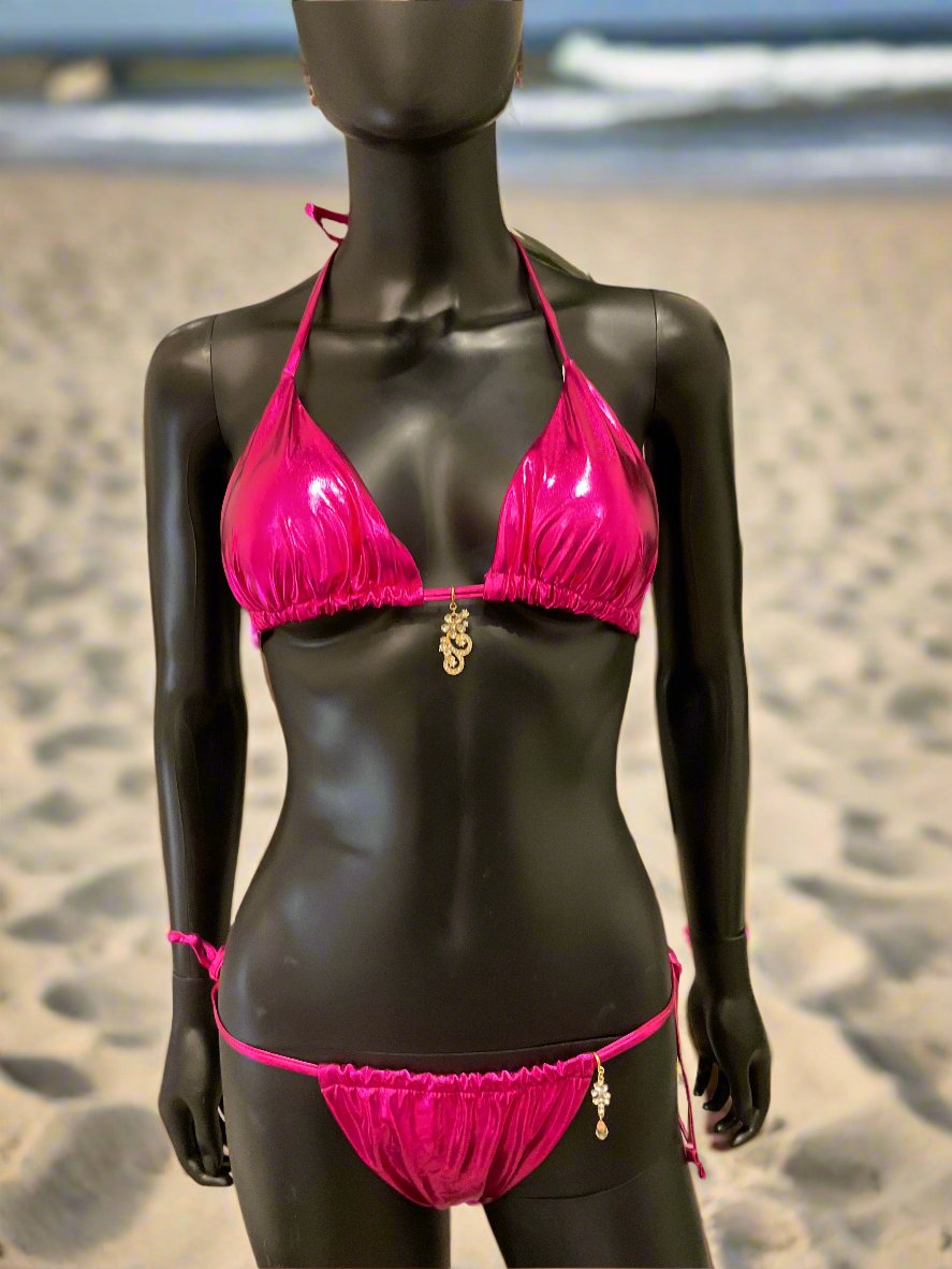 Metallic Pink Bikini with Charming Bikinis Charms!
