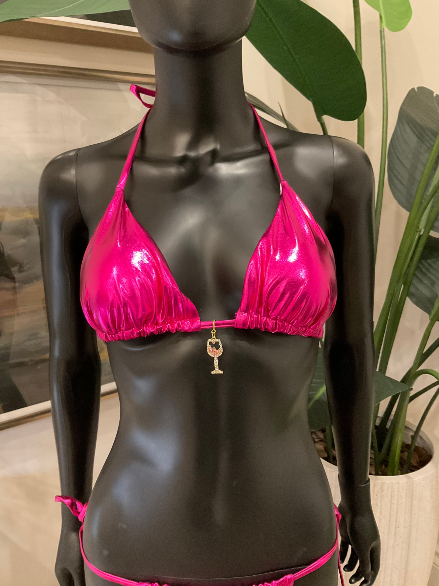 Metallic Pink Bikini with Charming Bikinis Charm!