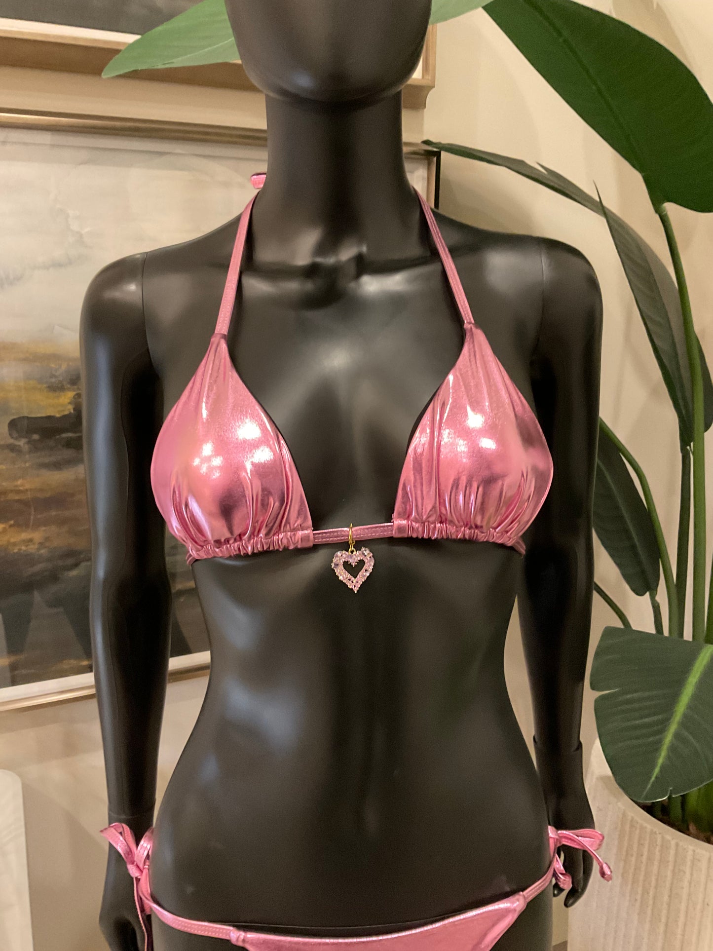 Metallic Light Pink Bikini with Charming Bikini Charm!