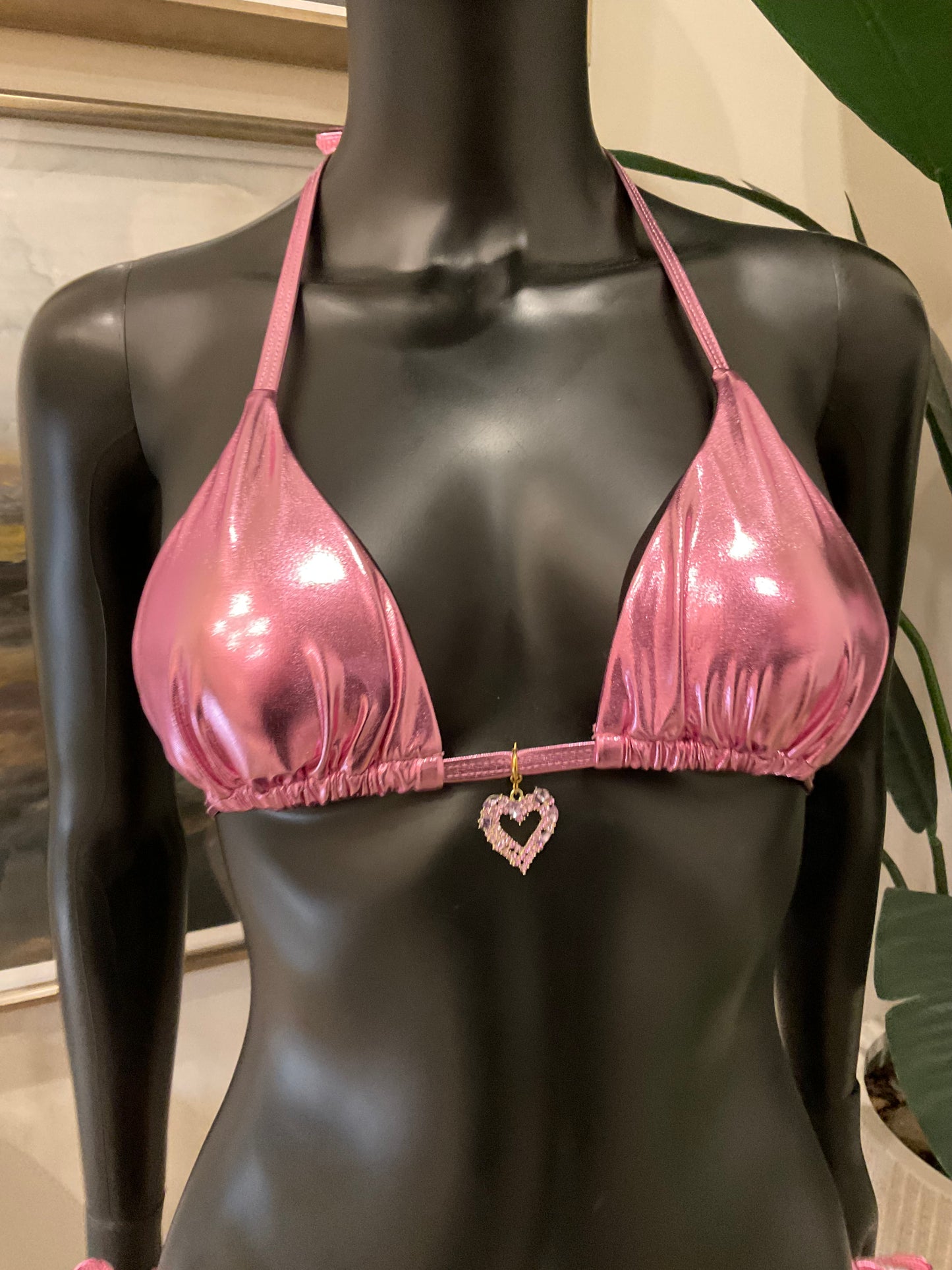 Metallic Light Pink Bikini with Charming Bikini Charm!