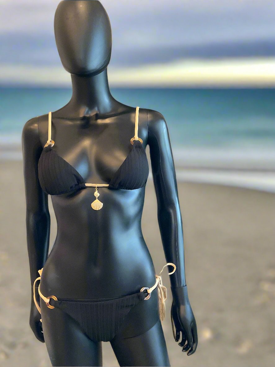 Black/Tan Bikini with Charming Bikinis Charm!