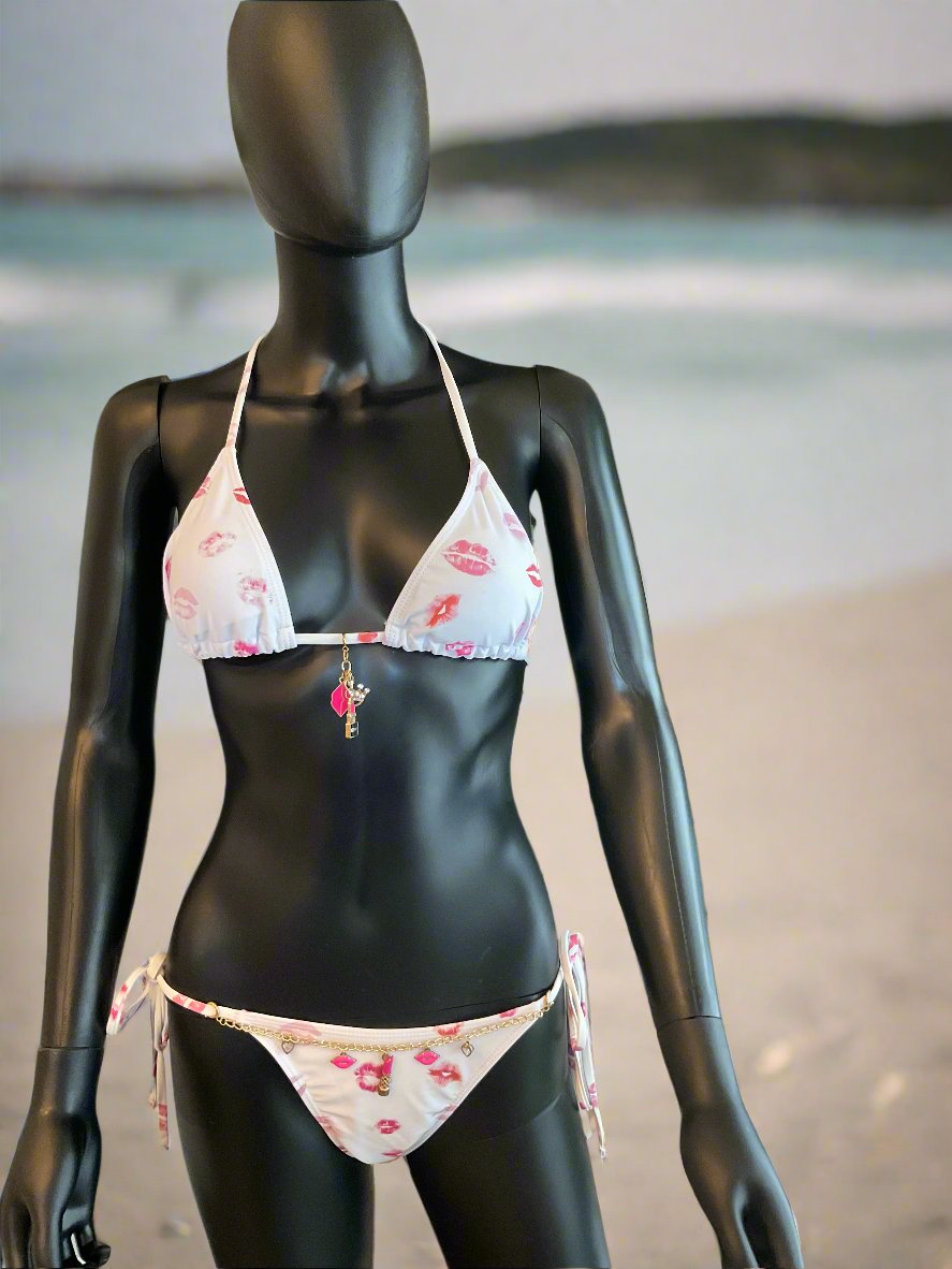 White “Lips” Bikini with Charming Bikinis Charm & Charm Belt!