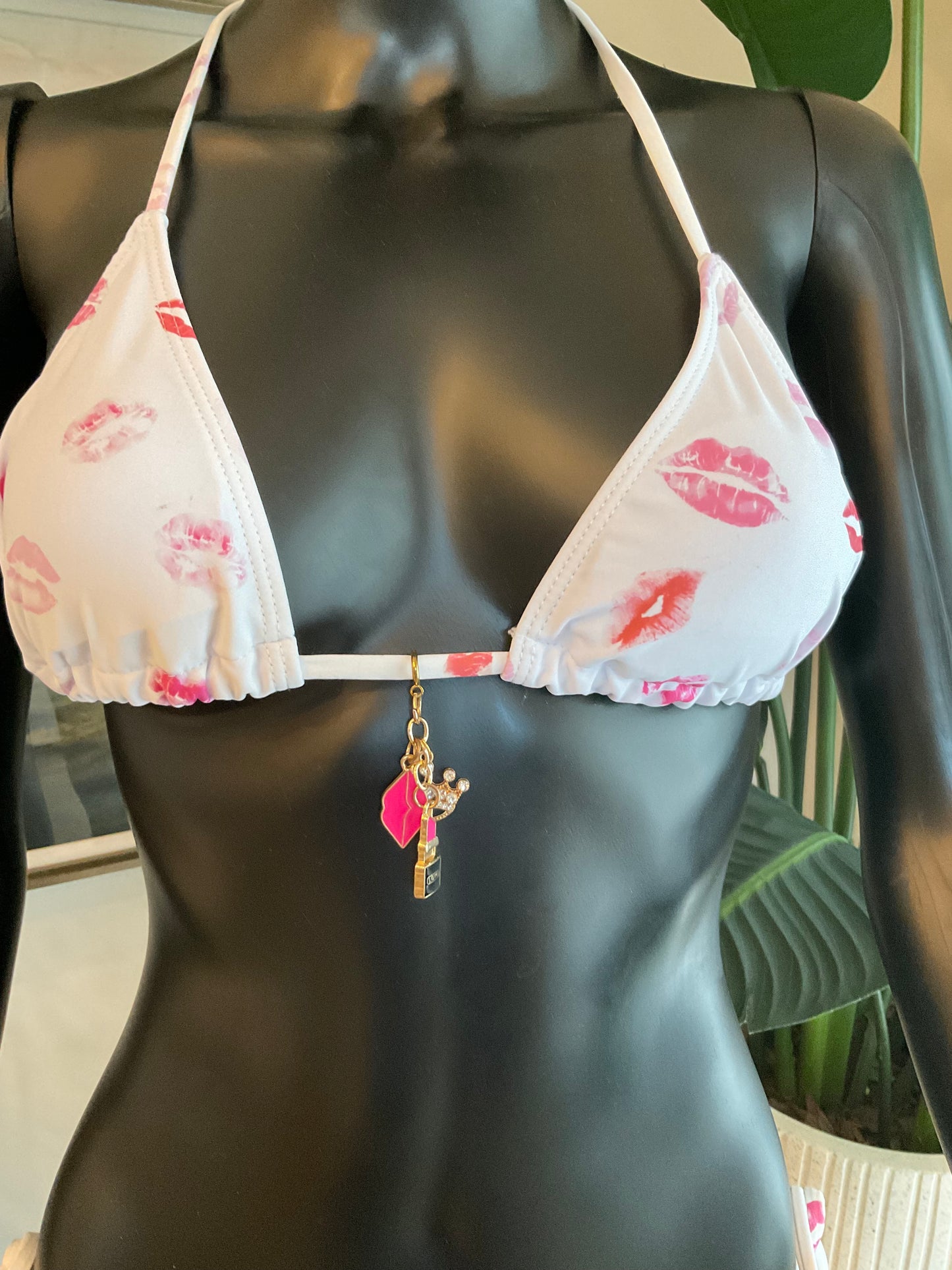 White “Lips” Bikini with Charming Bikinis Charm & Charm Belt!