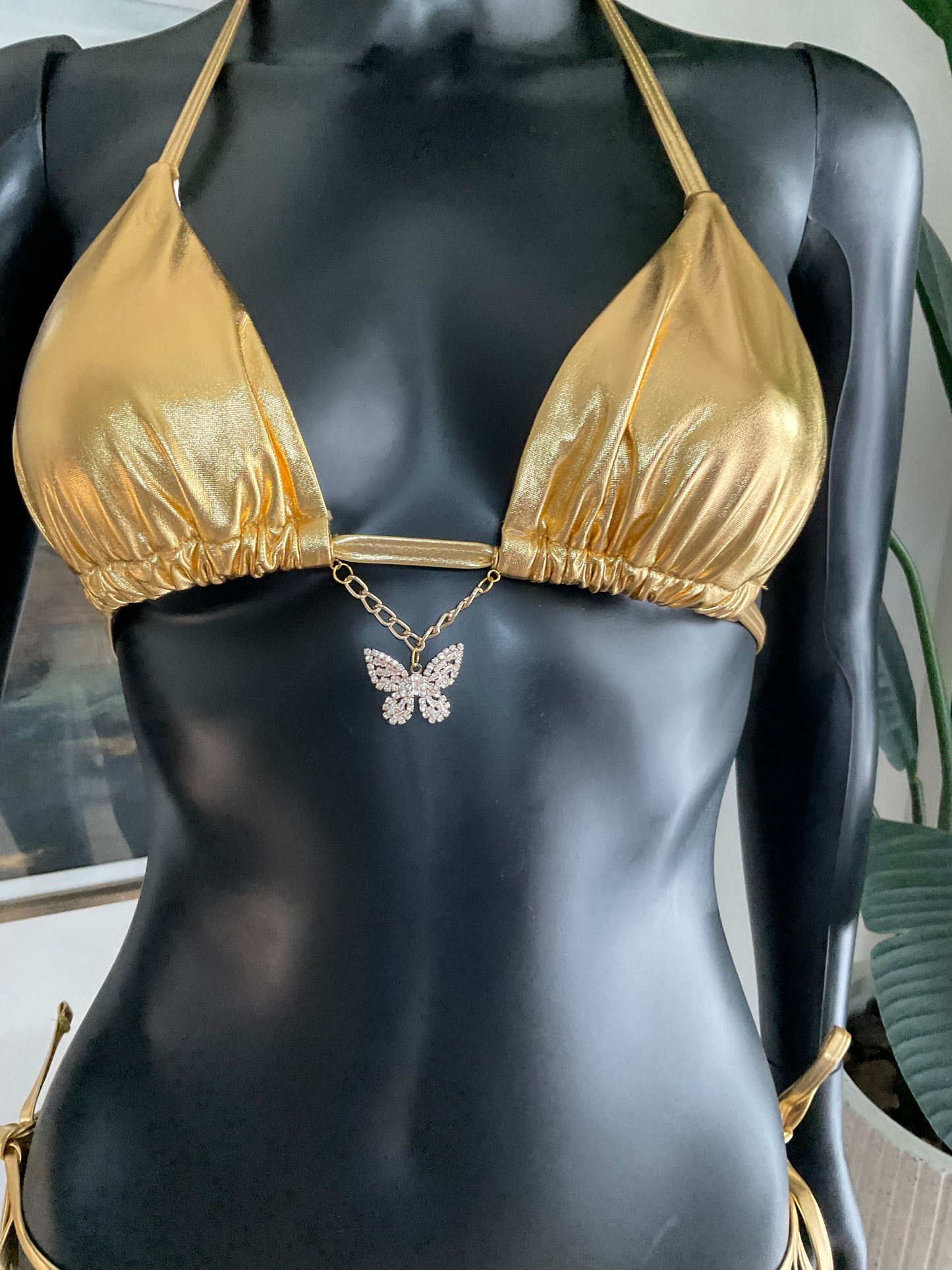 Gold Metallic Bikini with Charming Bikini Charms