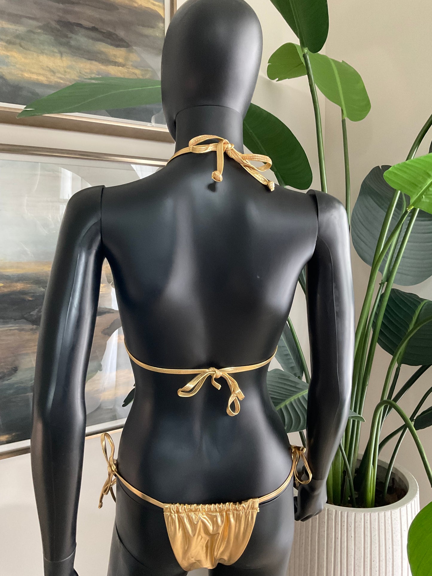 Gold Metallic Bikini with Charming Bikini Charms