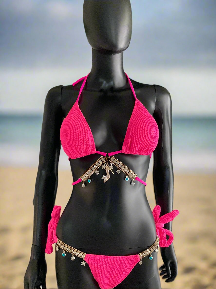 Hot Pink Bikini Loaded with Charms and a Charming Bikinis Charm!