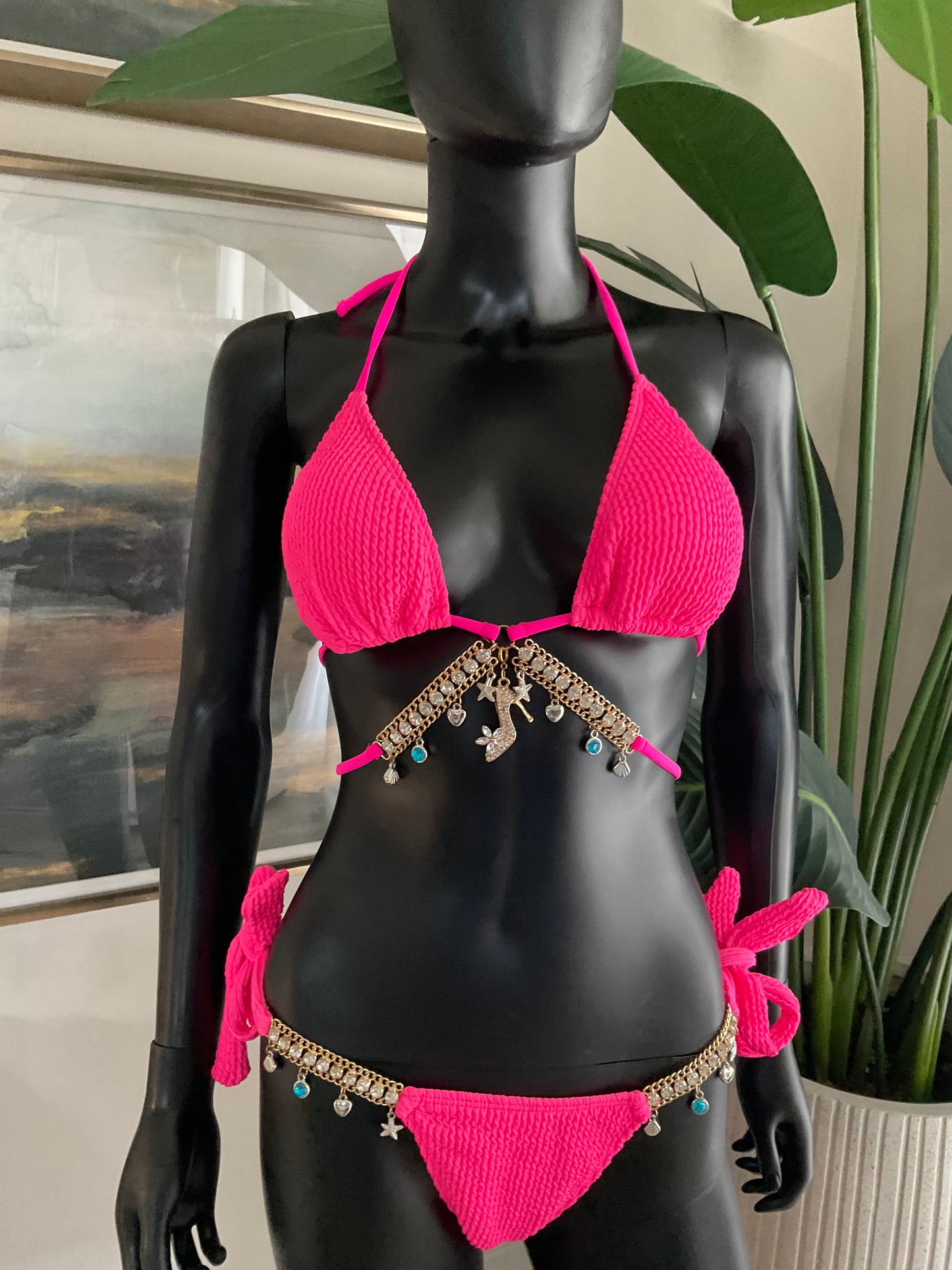 Hot Pink Bikini Loaded with Charms and a Charming Bikinis Charm!
