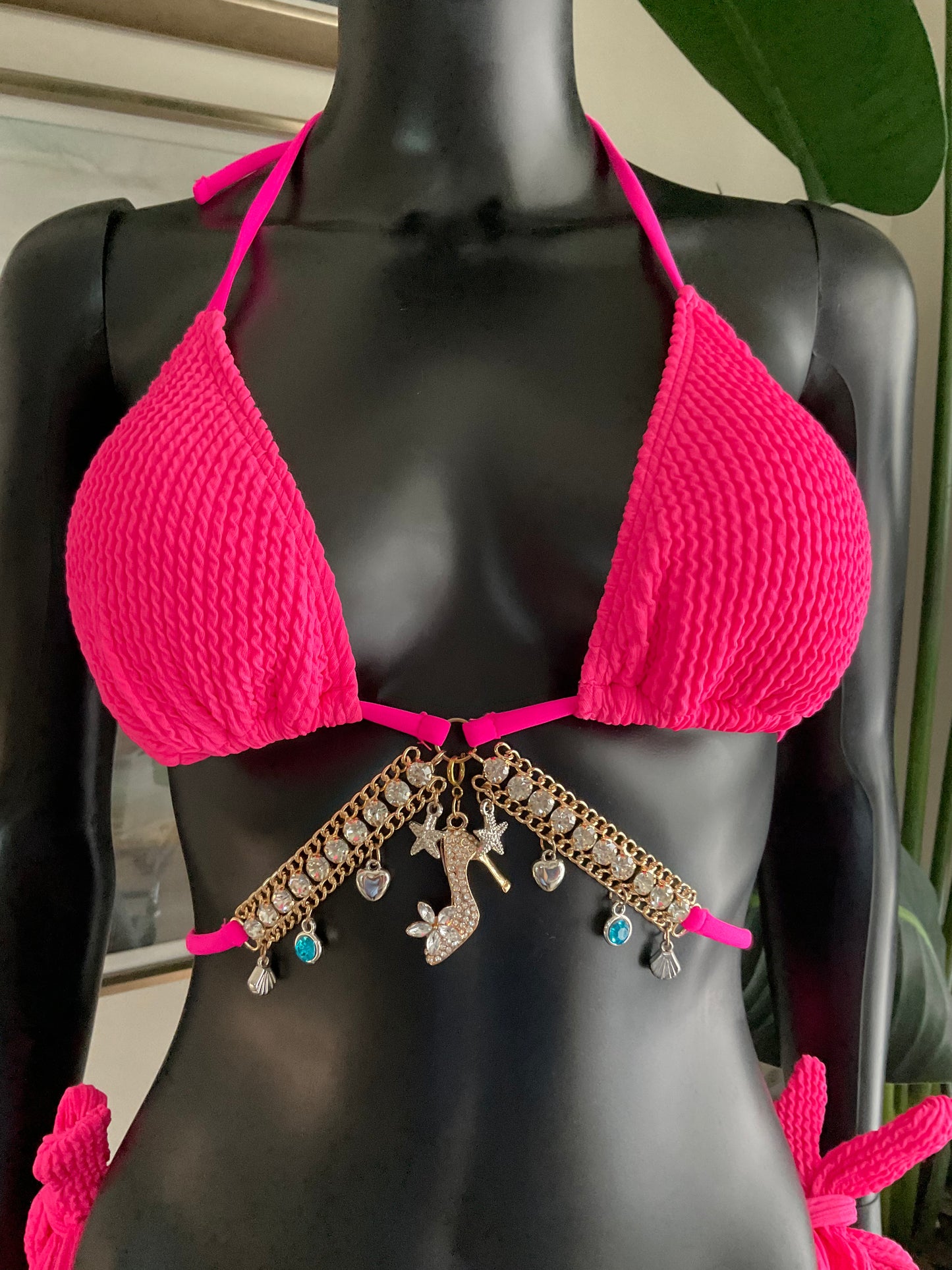 Hot Pink Bikini Loaded with Charms and a Charming Bikinis Charm!
