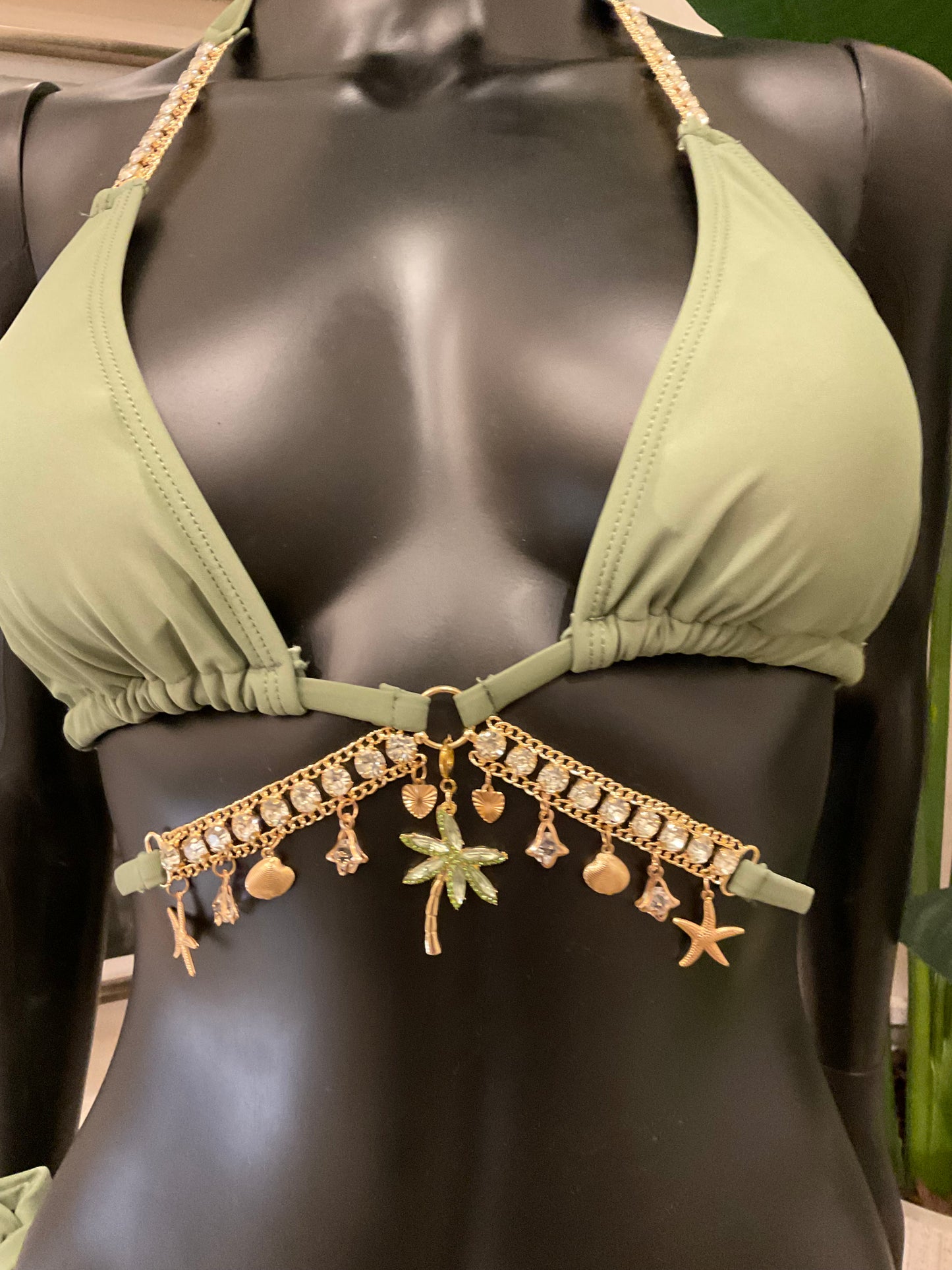 Khaki Green Bikini loaded with charms & with Charming Bikinis Charm!