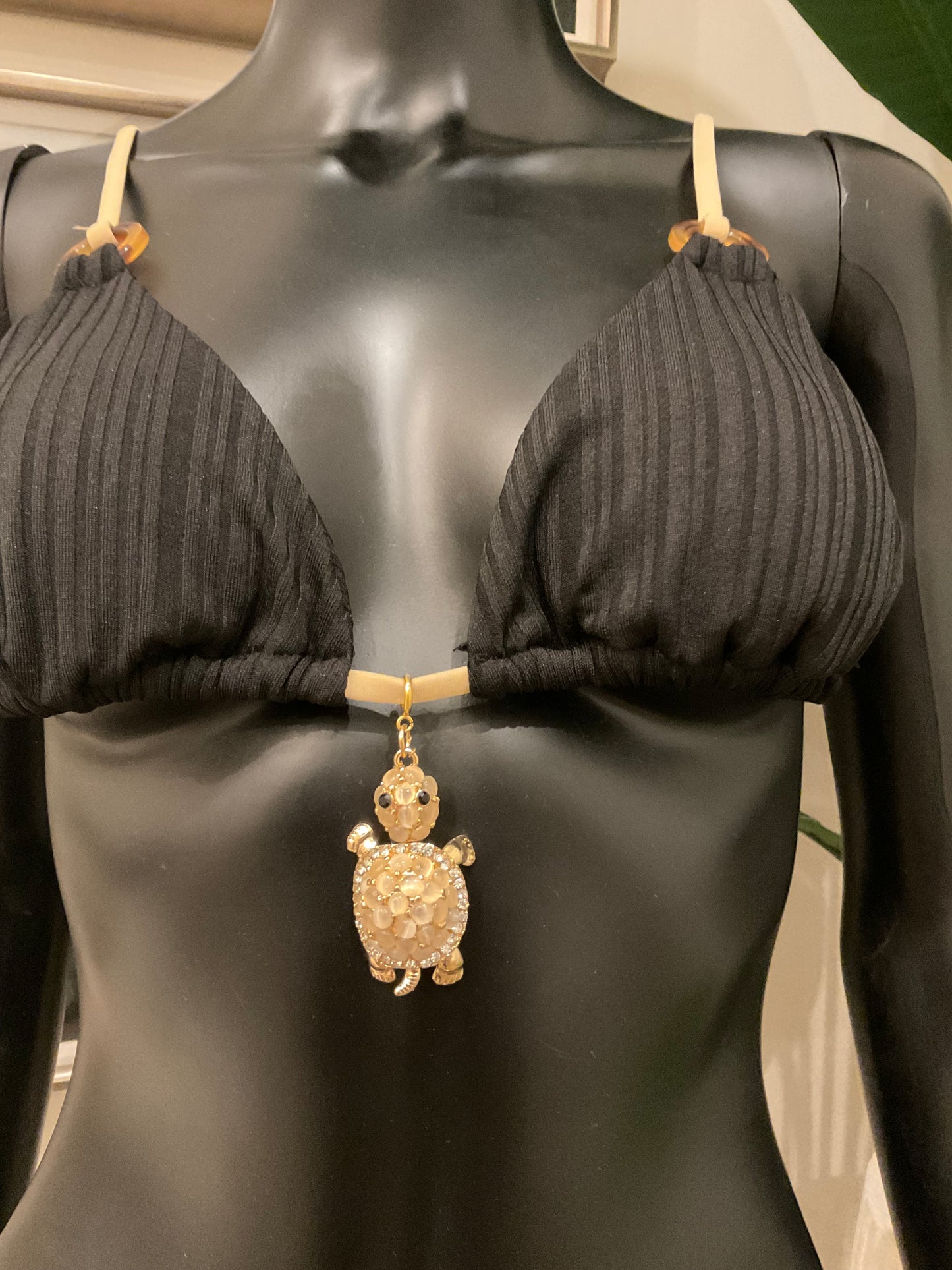 Charming Bikinis Champagne Rhinestone Turtle Charm!