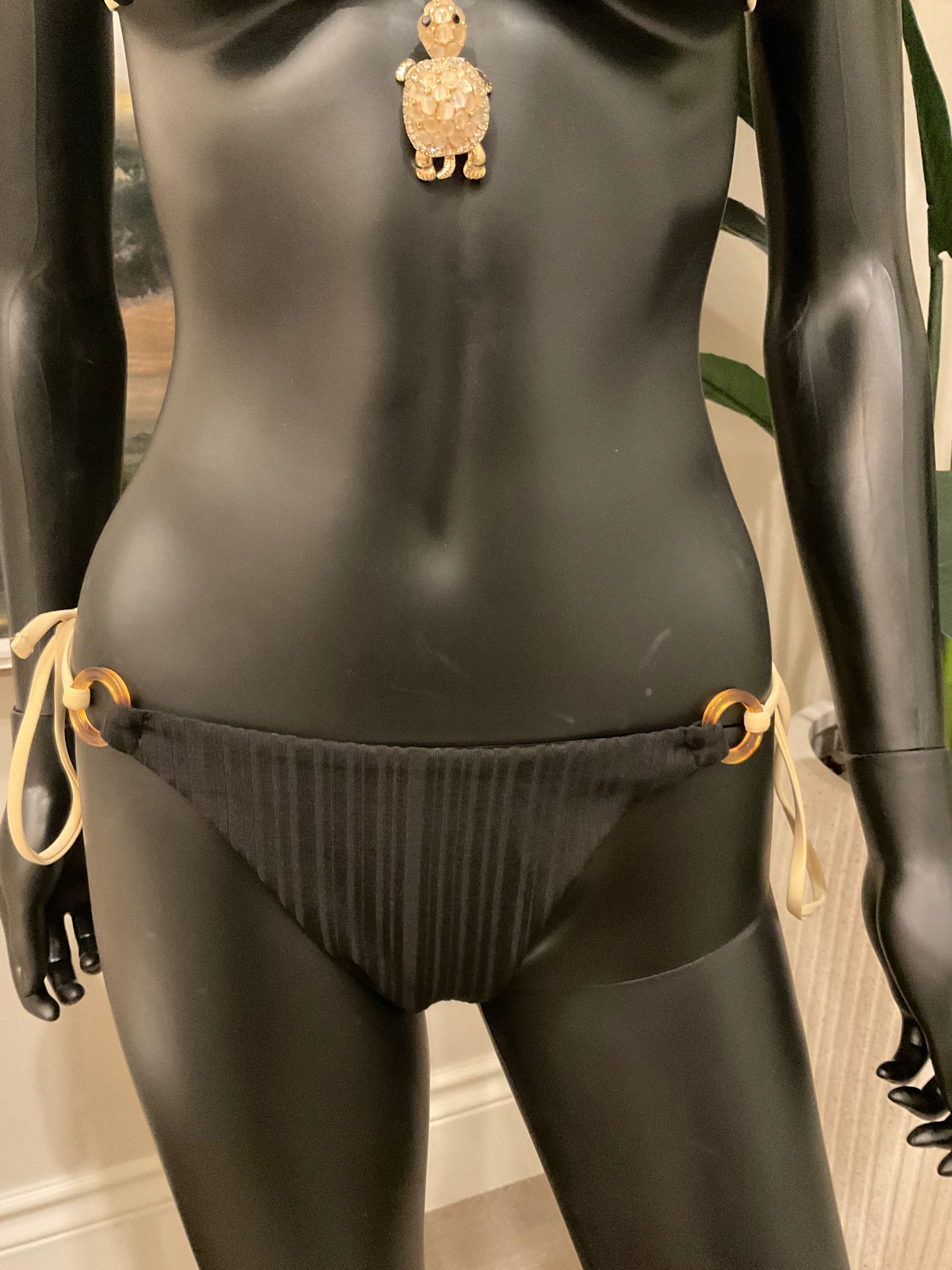 Black/Tan Bikini with Charming Bikinis Turtle Charm!