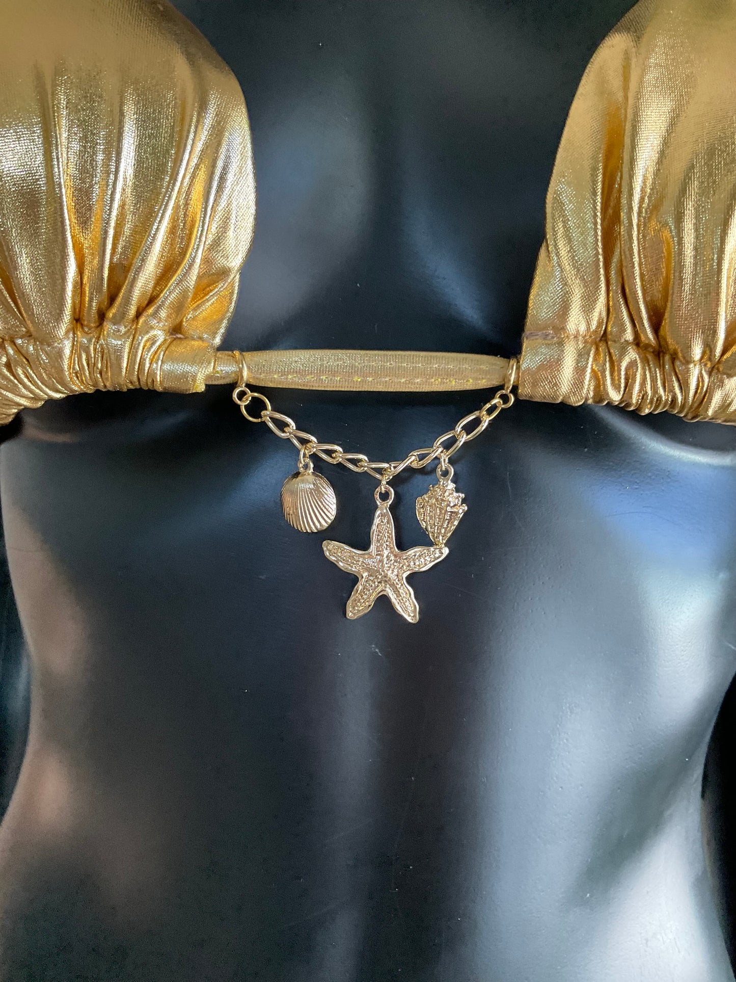 Charming Bikinis Gold Seashells & Starfish Chain Charm!
