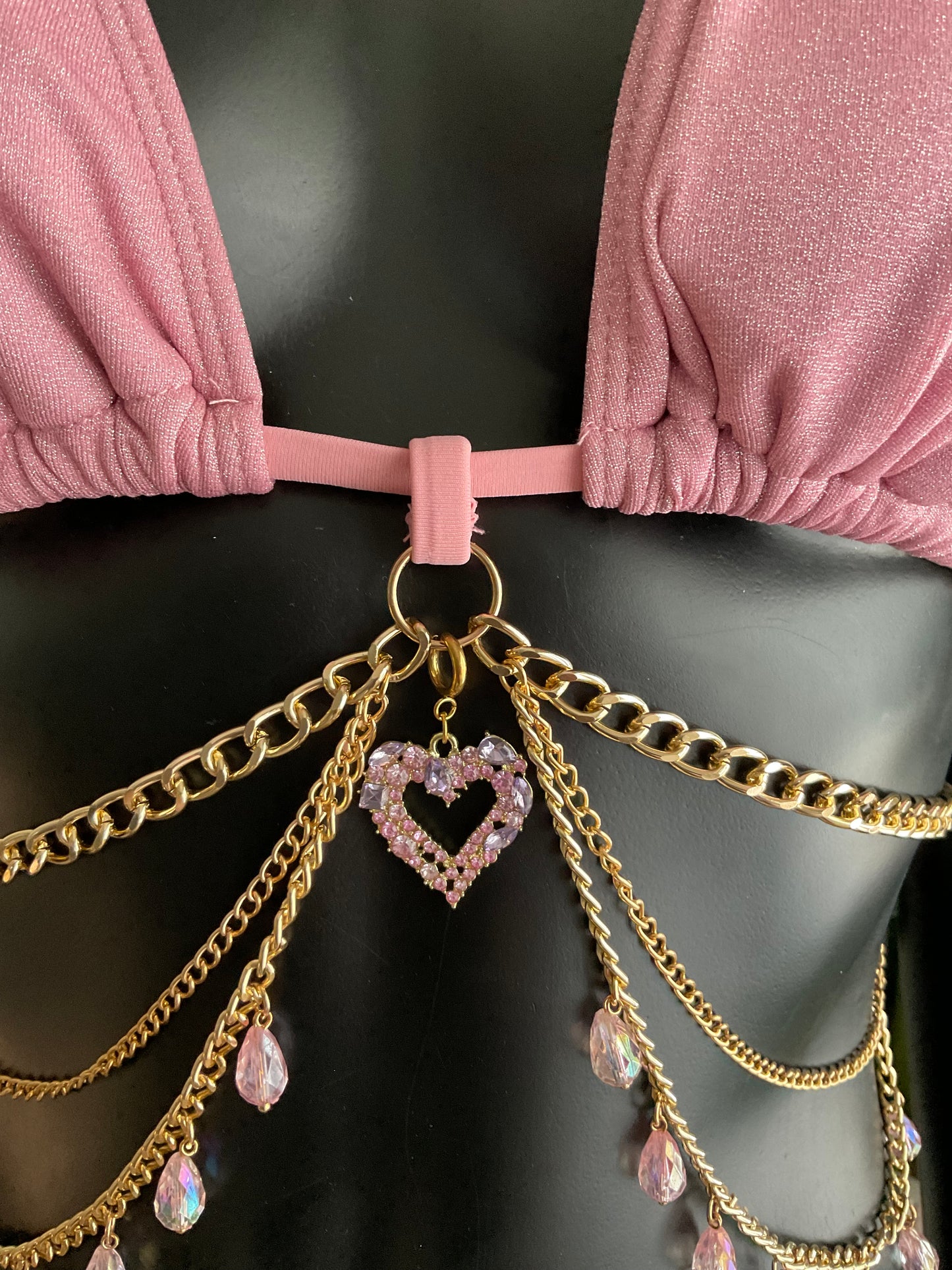Charming Bikinis Pink Rhinestone Heart Charm!