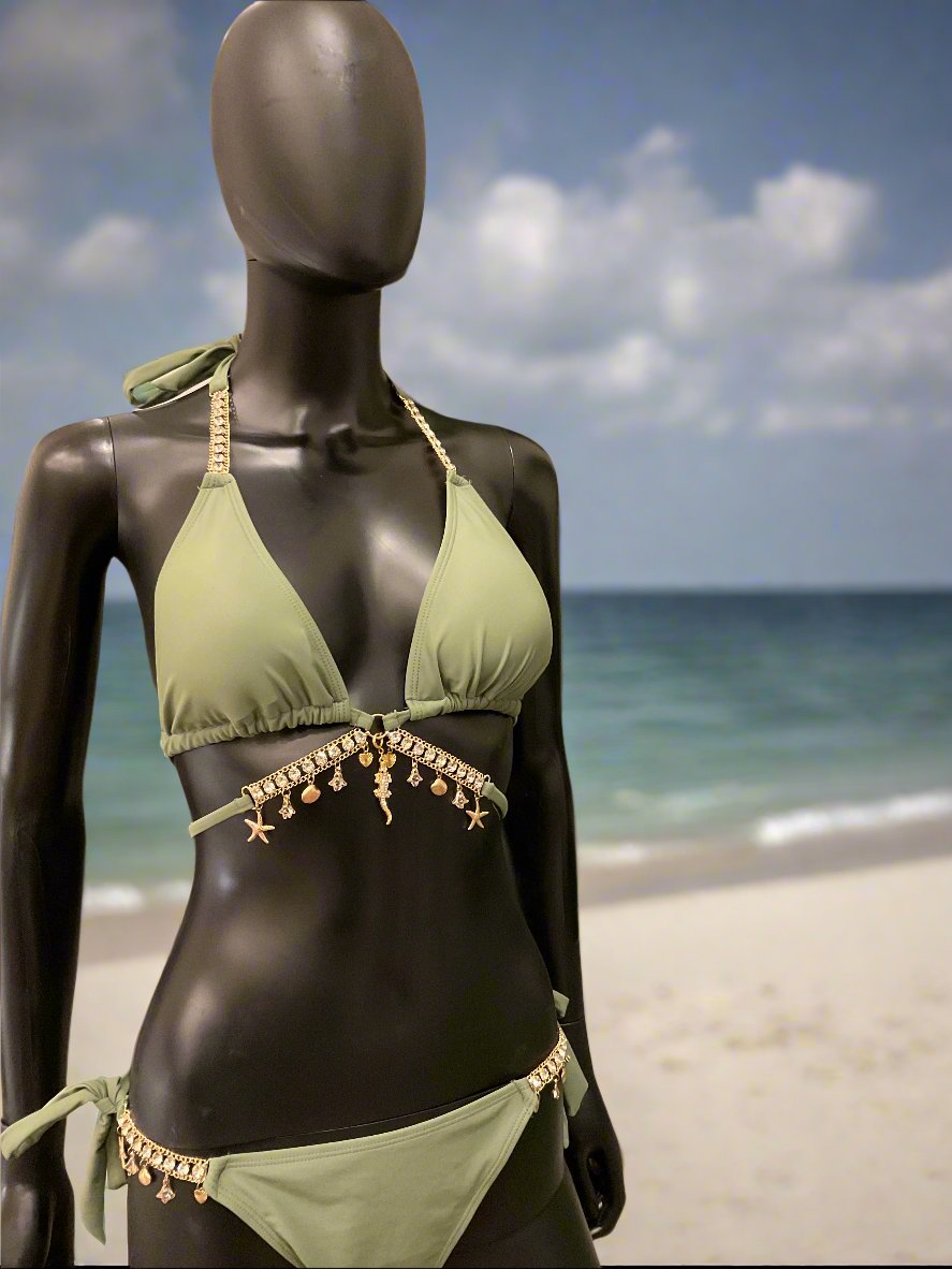 Khaki Bikini loaded with Charms & a Charming Bikinis Charm!