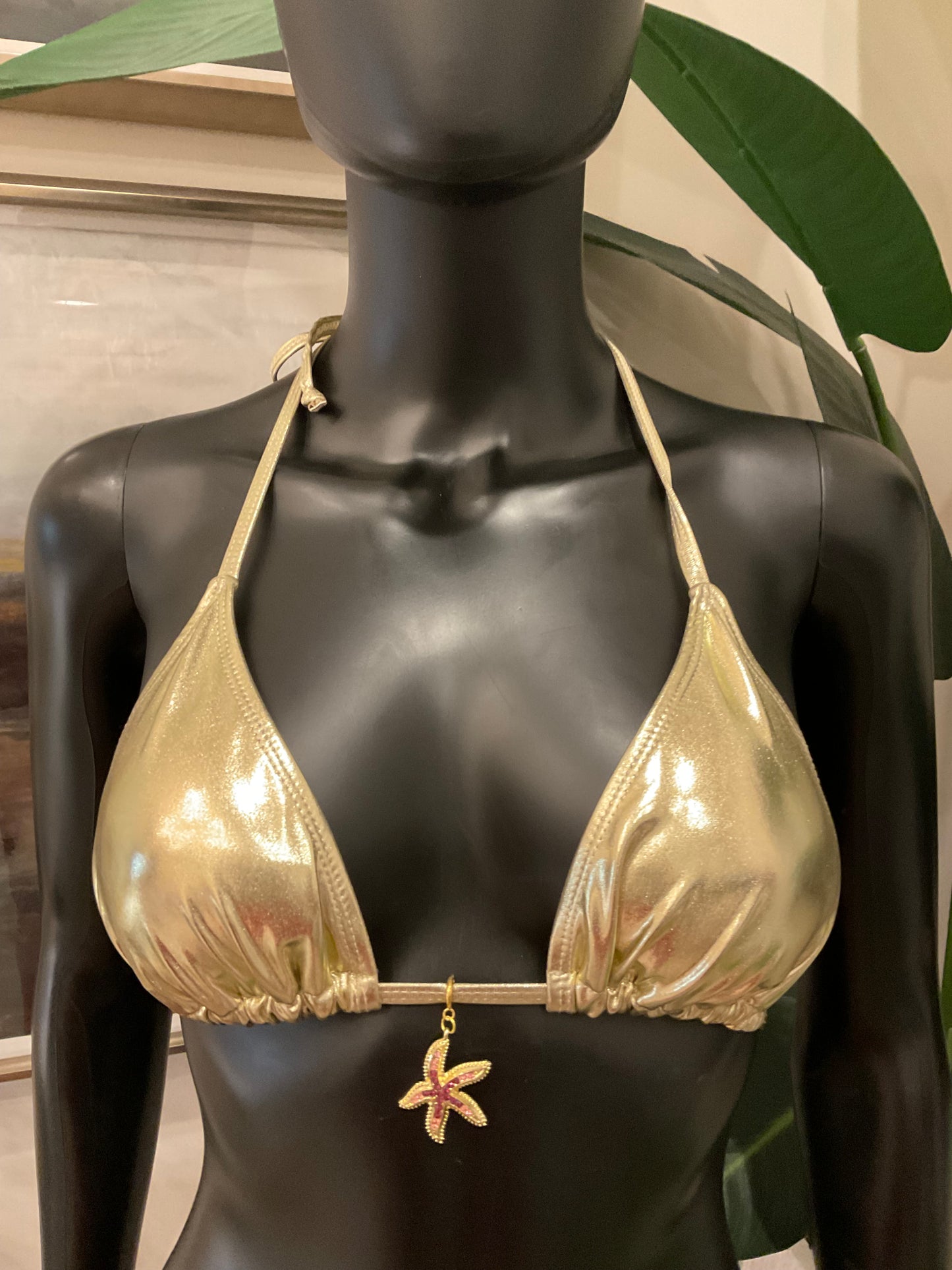 Charming Bikinis Wine Color Rhinestone Starfish Charm!