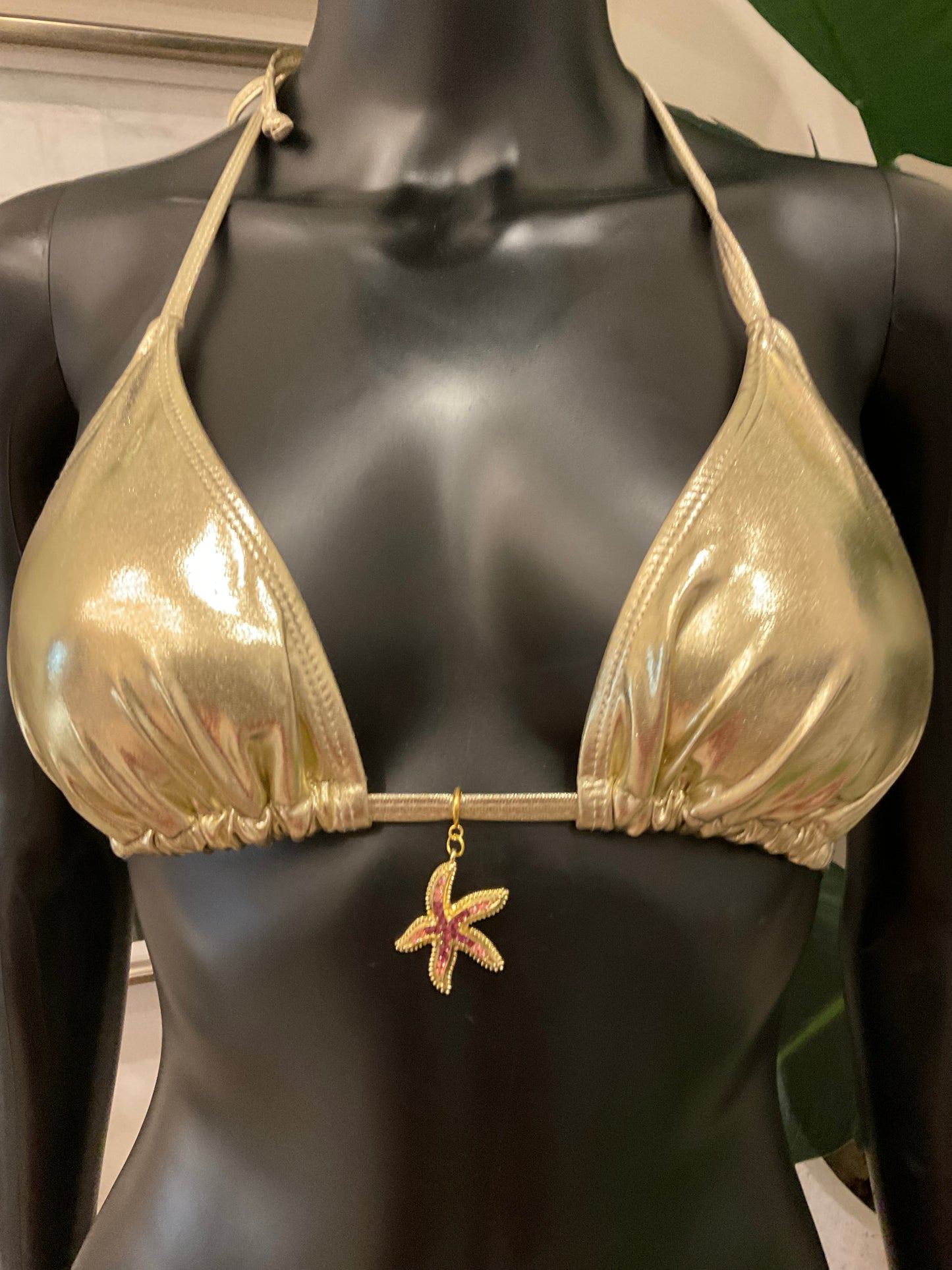 Charming Bikinis Wine Color Rhinestone Starfish Charm!