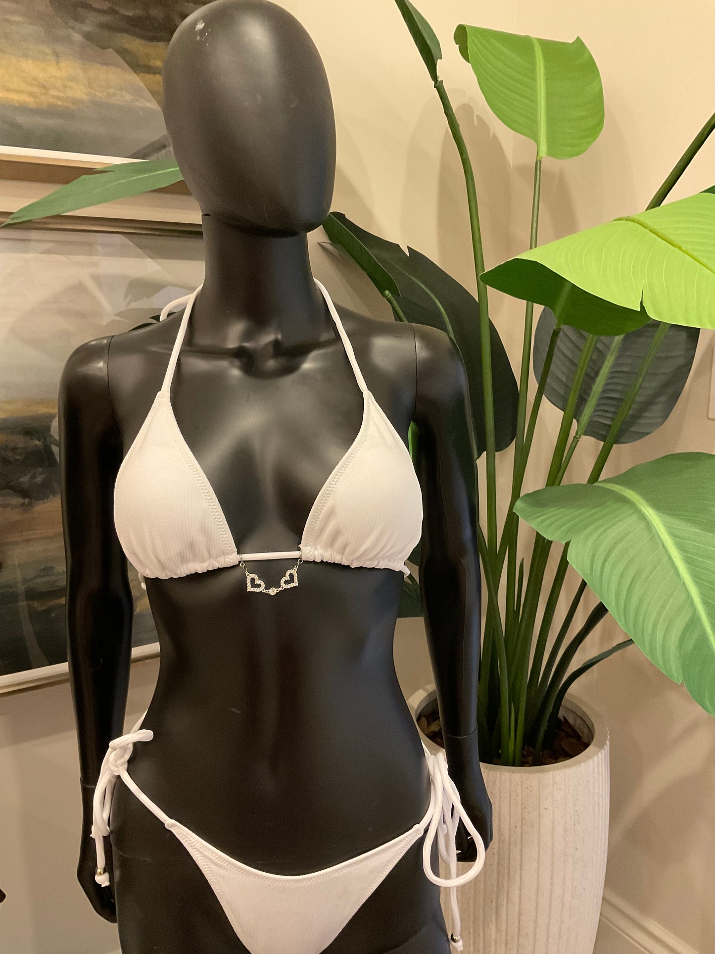 White Bikini with Charming Bikini Charm & Charm Belt!