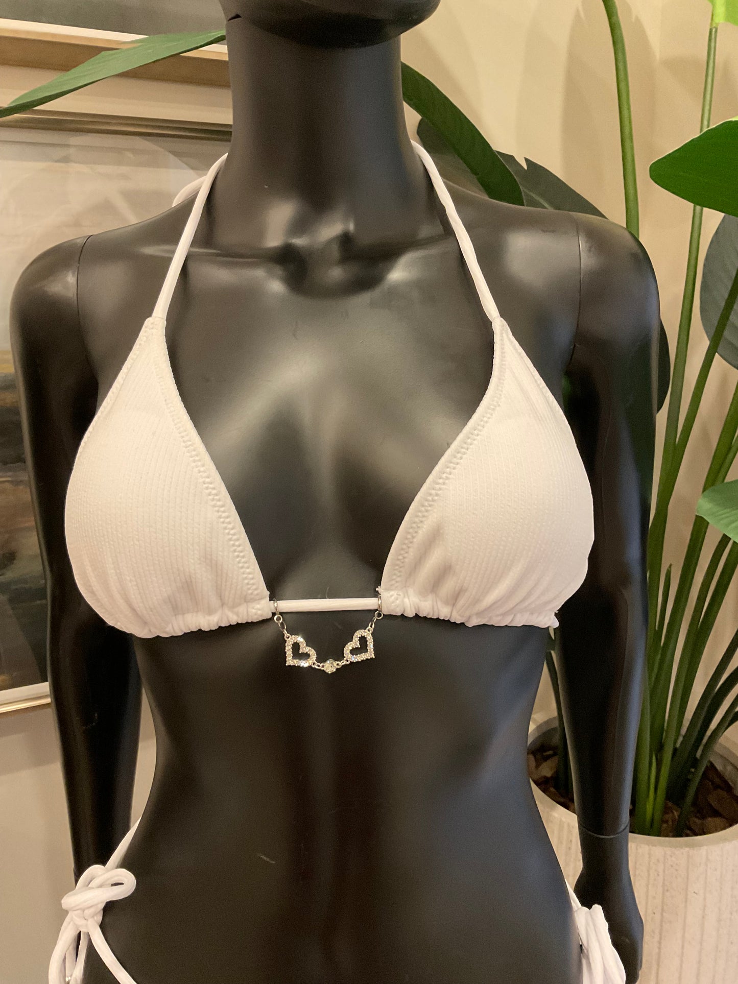 White Bikini with Charming Bikini Charm & Charm Belt!