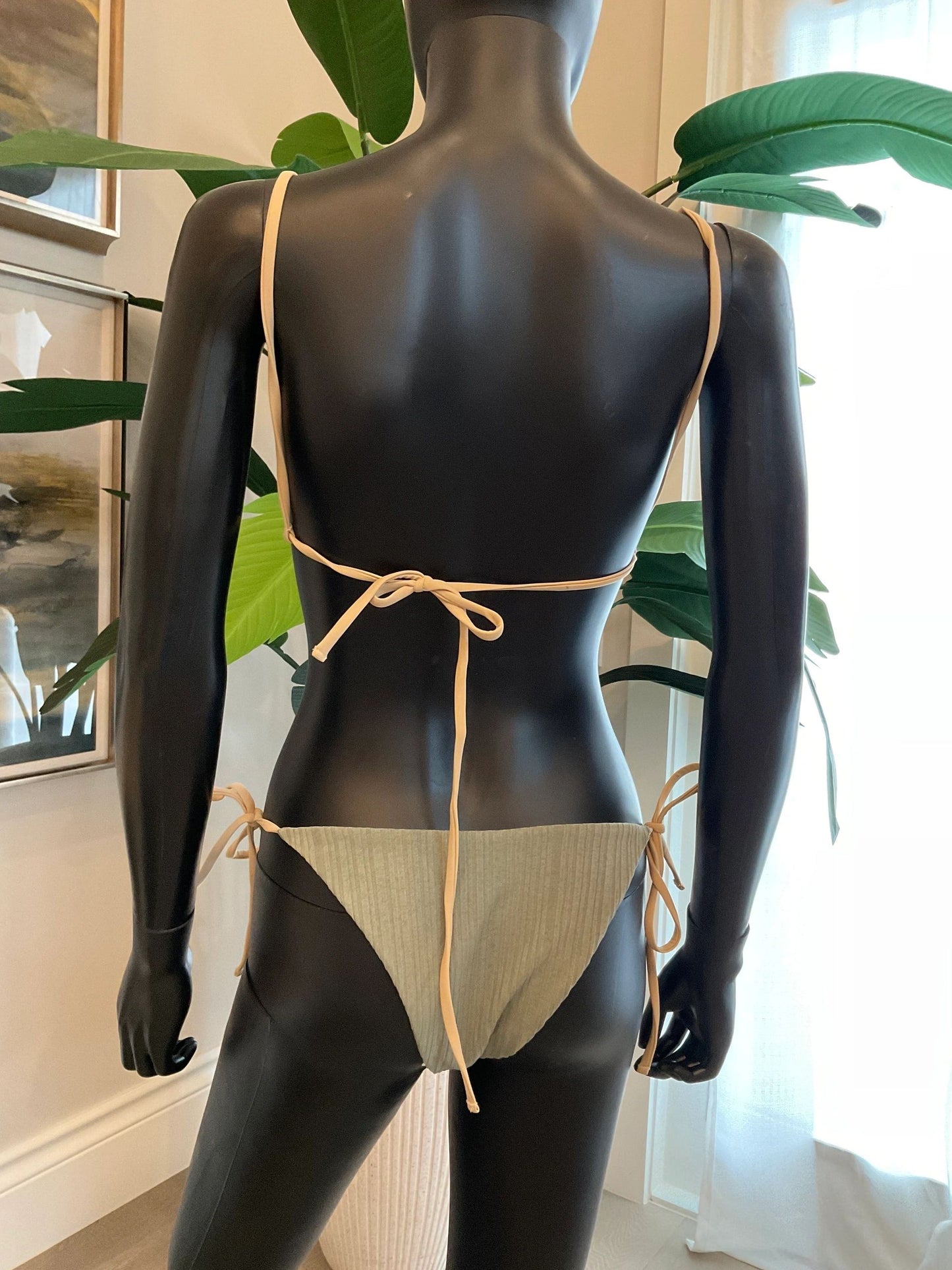 Khaki Green Bikini with Charming Bikinis Rhinestone Butterfly Charm!