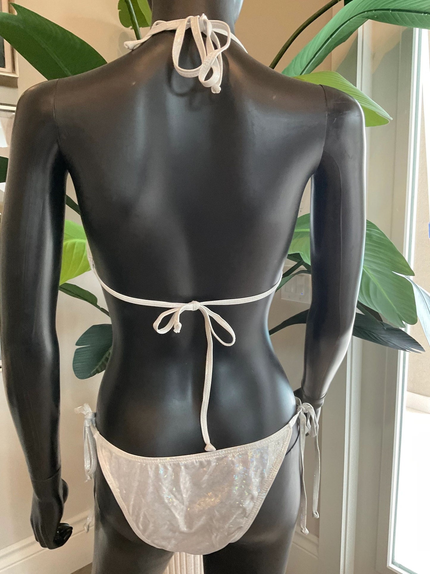 Silver/White Bikini with Charming Bikini Charm!