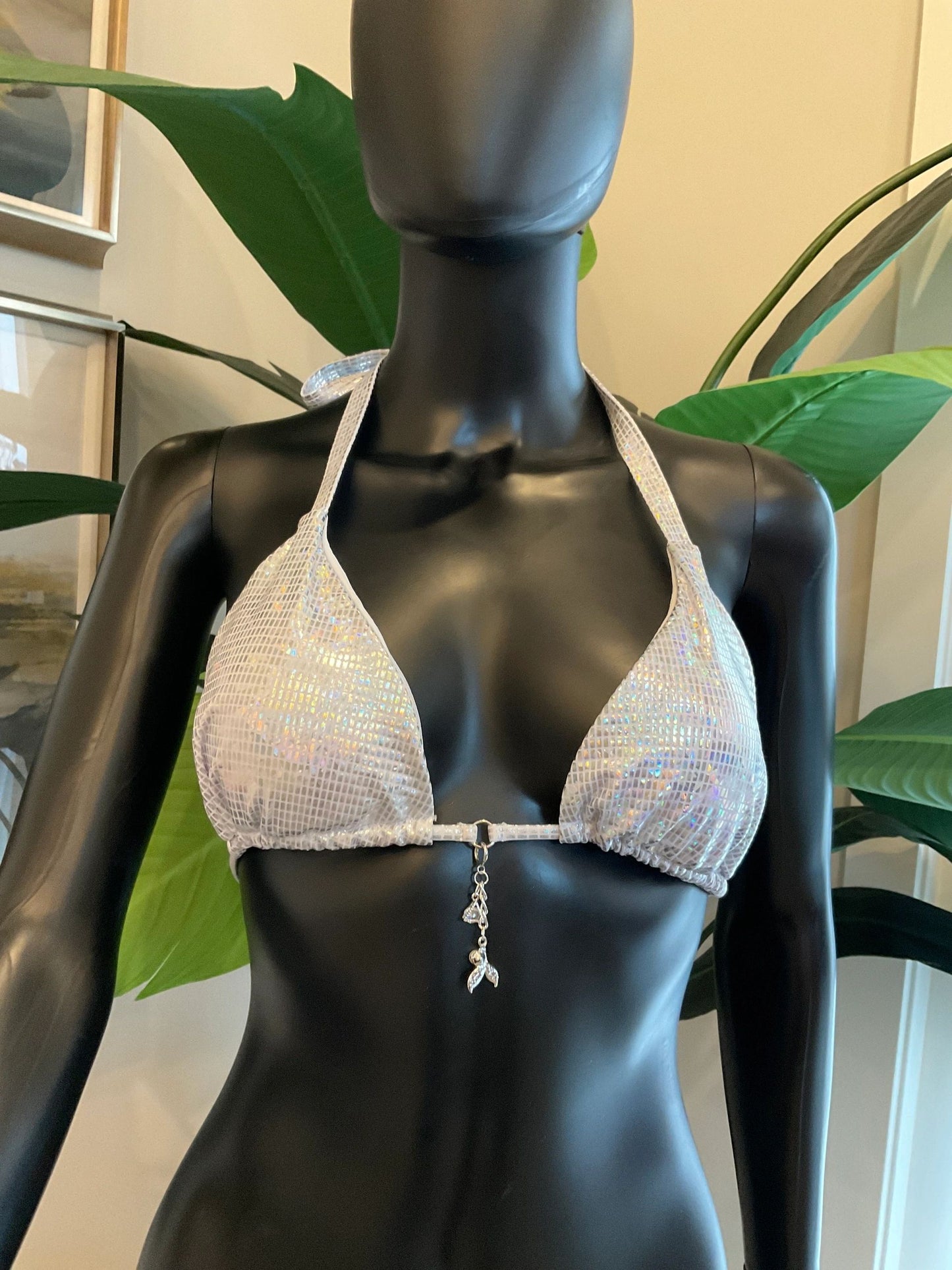 Shimmery Silver Bikini with body chain