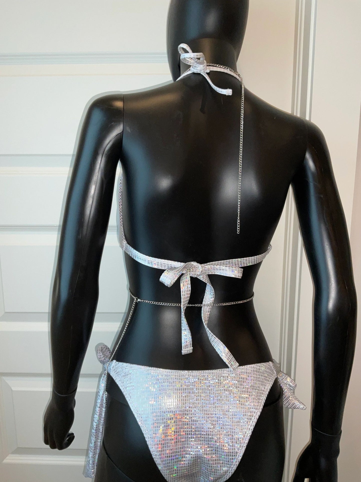 Shimmery Silver Bikini with body chain