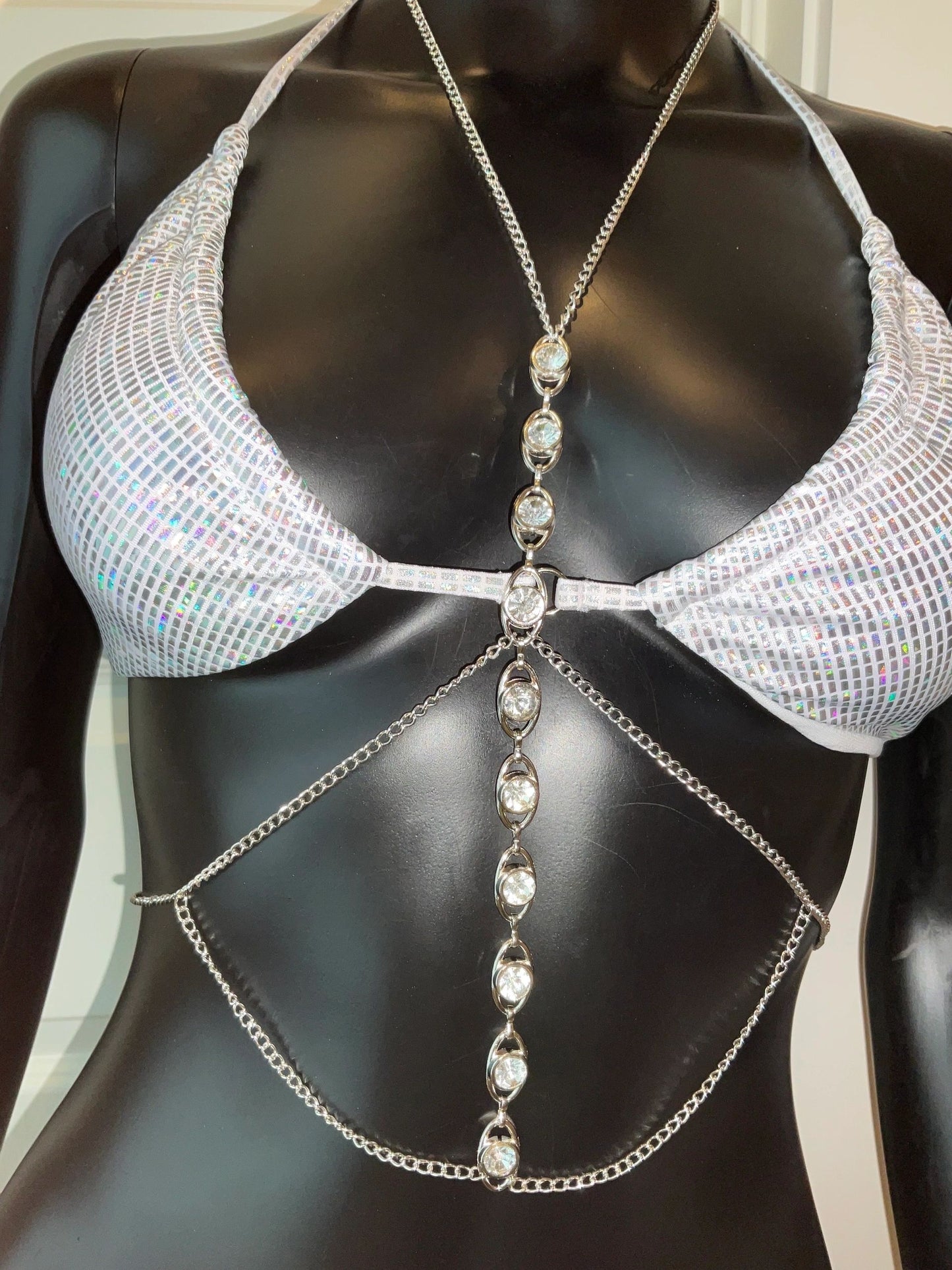 White/Silvery Bikini-wear it with or without body chain!