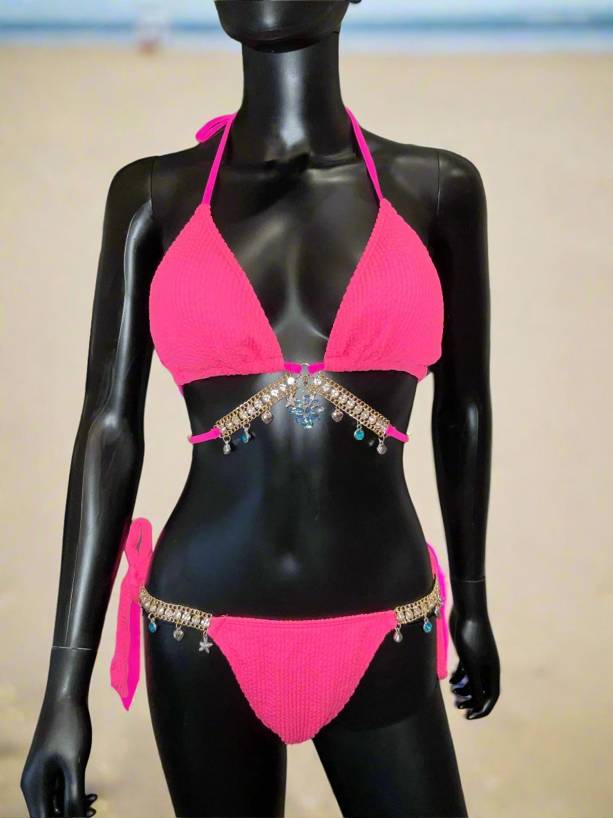 Hot Pink Bikini Loaded with Charms and Charming Bikinis Sapphire Charm!