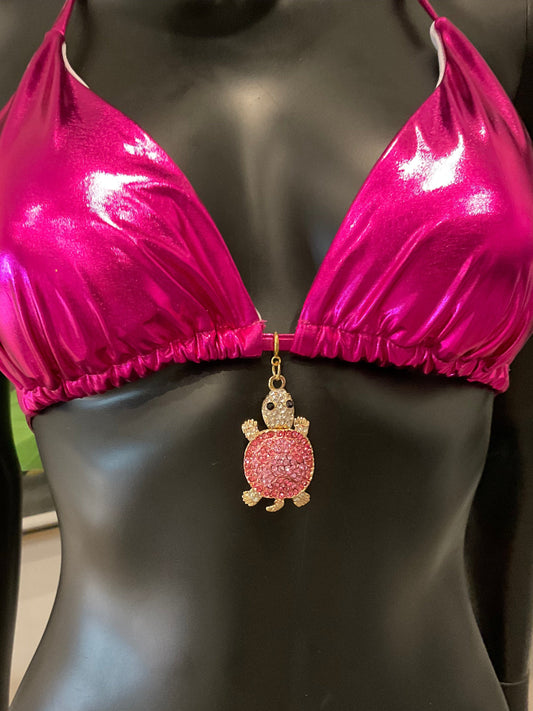 Charming Bikinis Pink Rhinestone Turtle Charm!