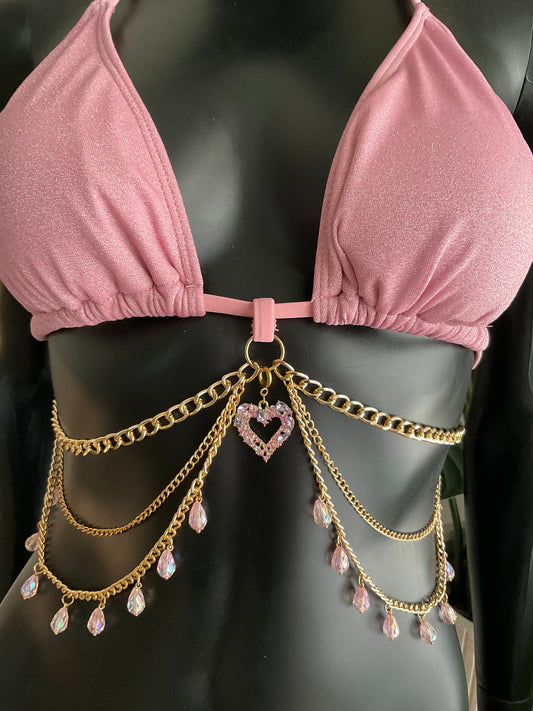 Charming Bikinis Pink Rhinestone Heart Charm!