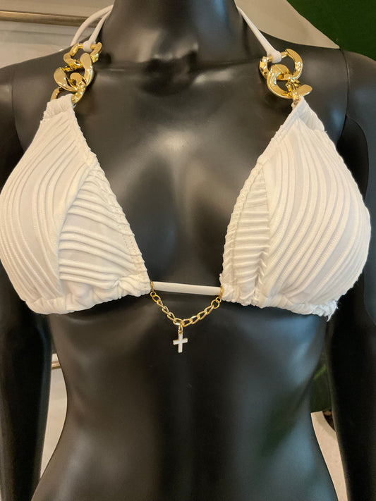 Charming Bikinis White Cross Chain Charm!