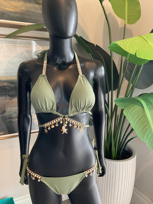 Khaki Bikini loaded with charms and a Charming Bikinis Charm!