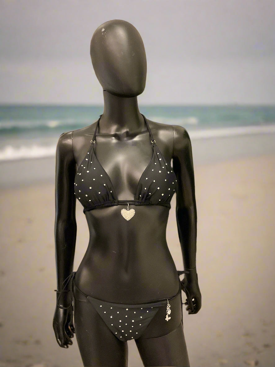 Black Bikini with Rhinestones with Charming Bikinis Charms!