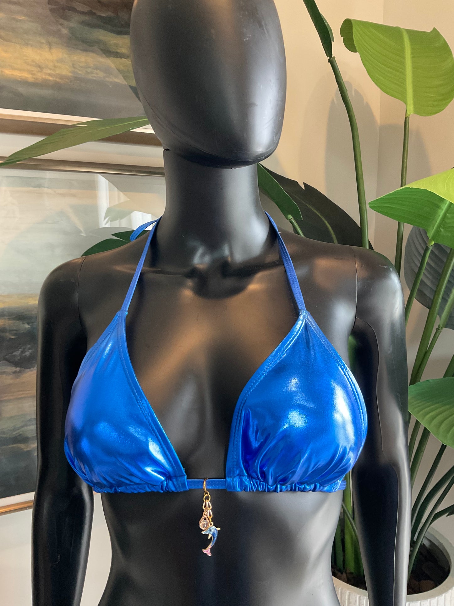 Charming Bikinis Blue Dolphin with a Stone Charm!